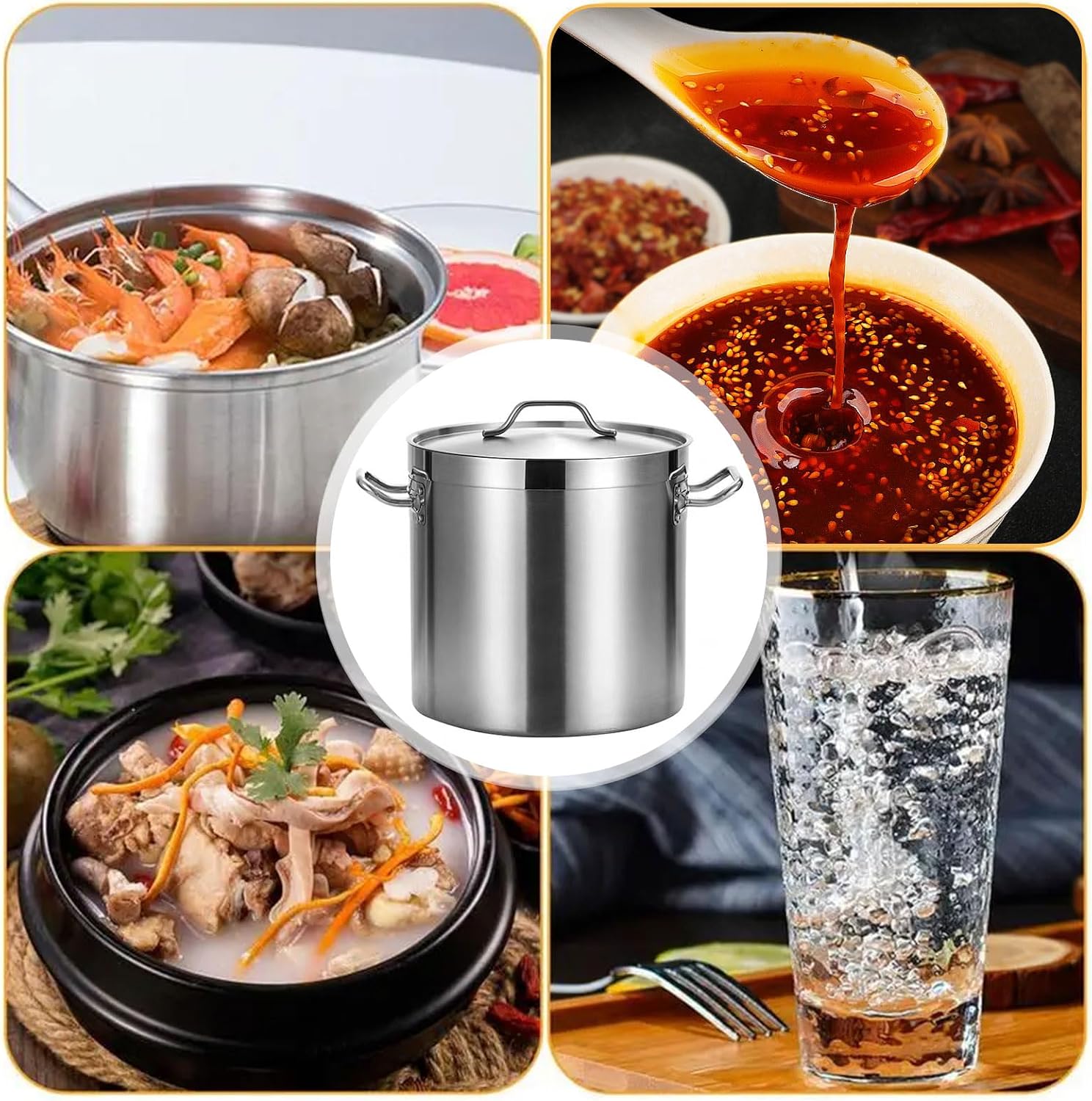 AIZYR 6L Stainless Steel Stock Pot with Lid 1
