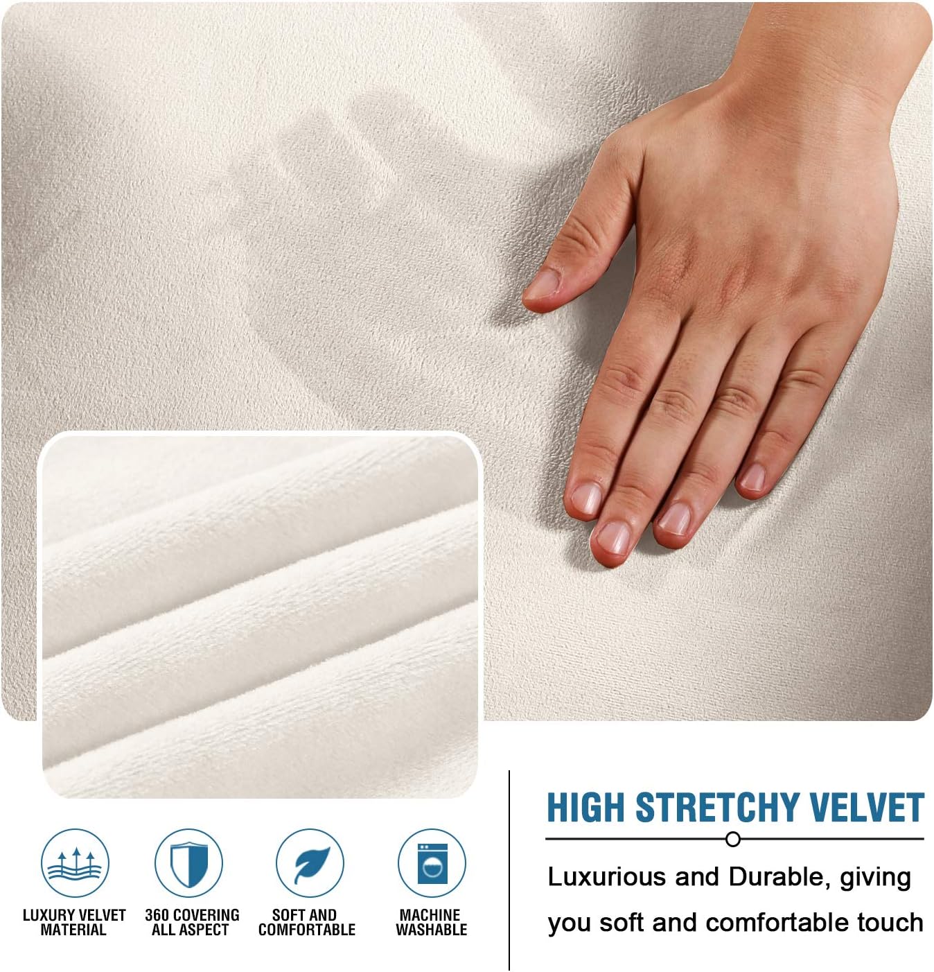 HVERSAILTEX Velvet Sofa Slipcover - Ivory