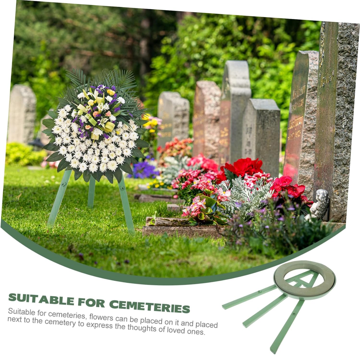 Fresh Flower Wreath Stand for Funeral Adjustable Tripod Display Rack
