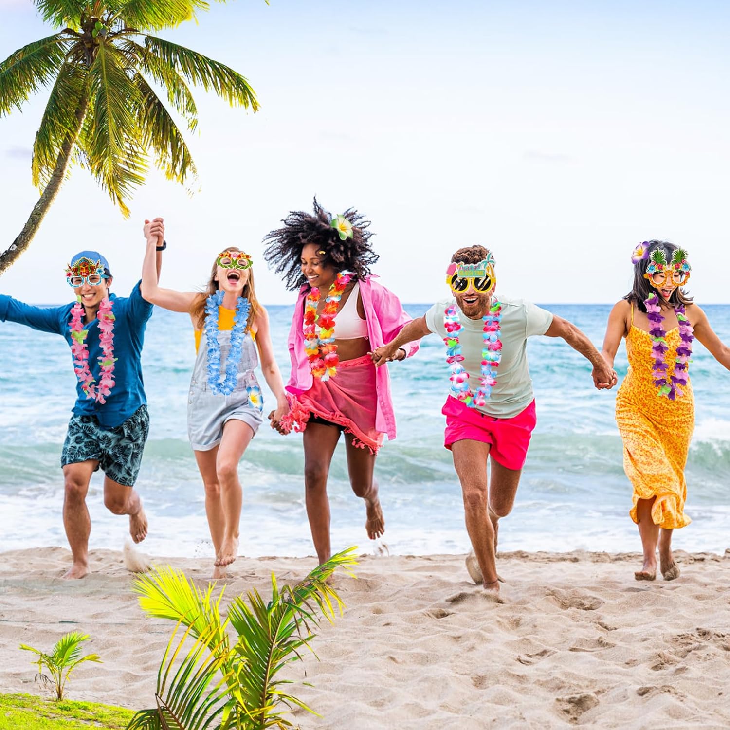 Atonofun 48PCS Hawaiian Luau Party Supplies