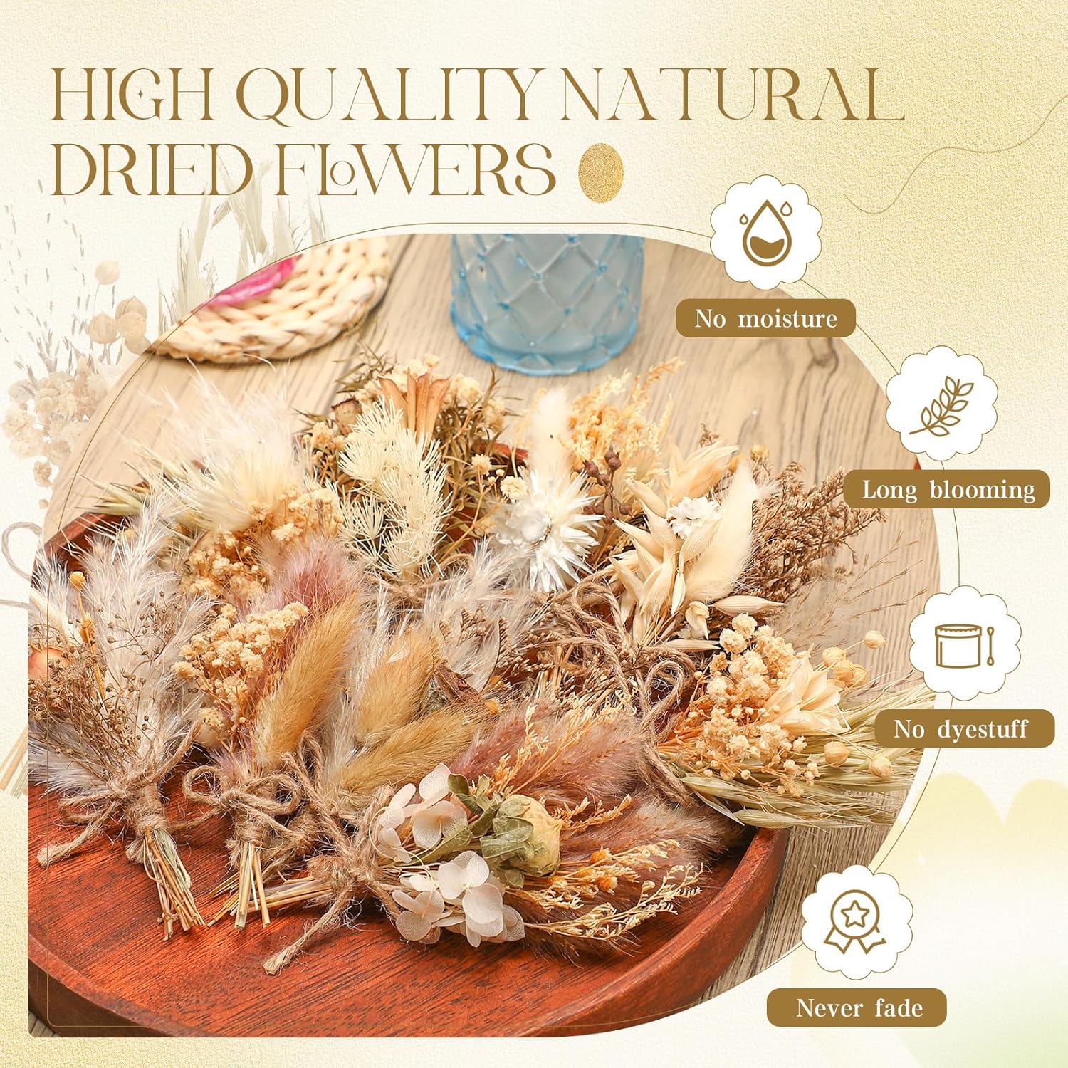 Layhit 12 Pack Mini Boho Dried Flower Bouquets