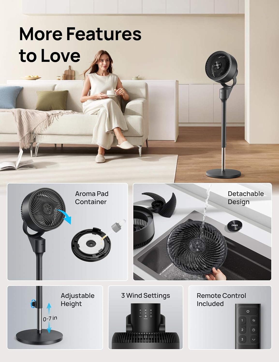 Dreo 80ft Oscillating Pedestal Fan with Remote