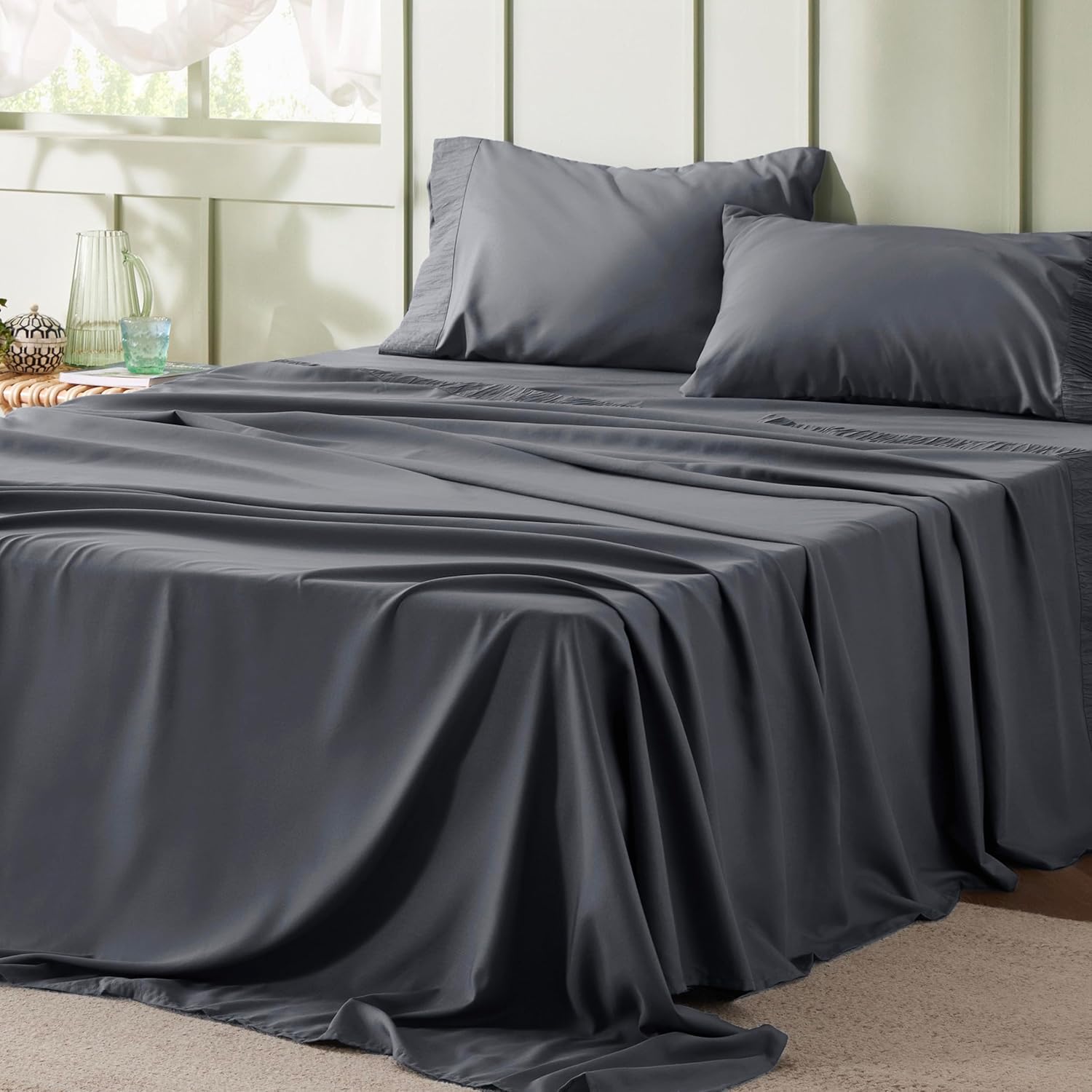 Bedsure Queen Sheet Set 4 Pieces Soft Microfiber Sheets
