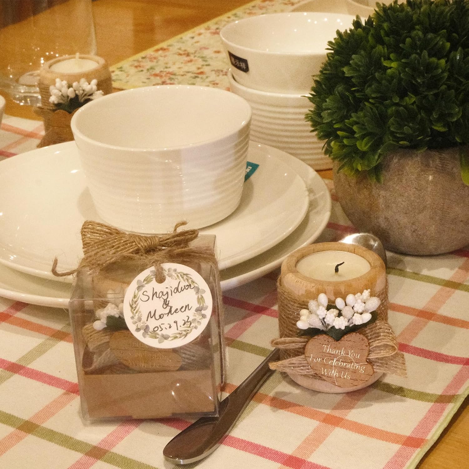 HiHas 12PCS Wooden Tealight Candle Holders Wedding Favors