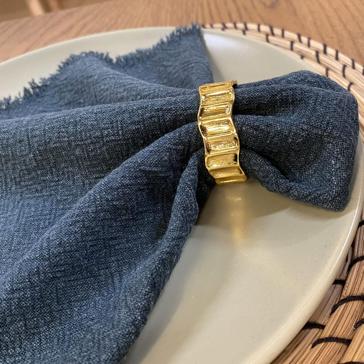 Gold Napkin Rings Set of 6 Shiny Table Decor