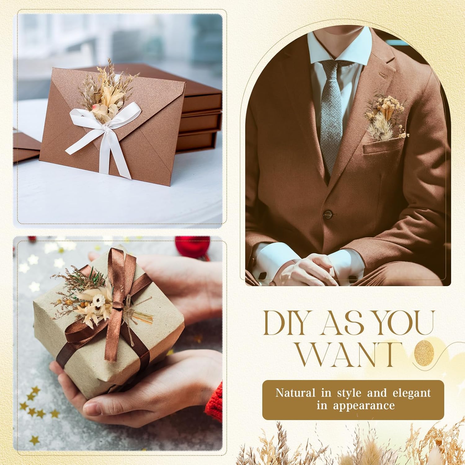 Layhit 12 Pack Mini Boho Dried Flower Bouquets