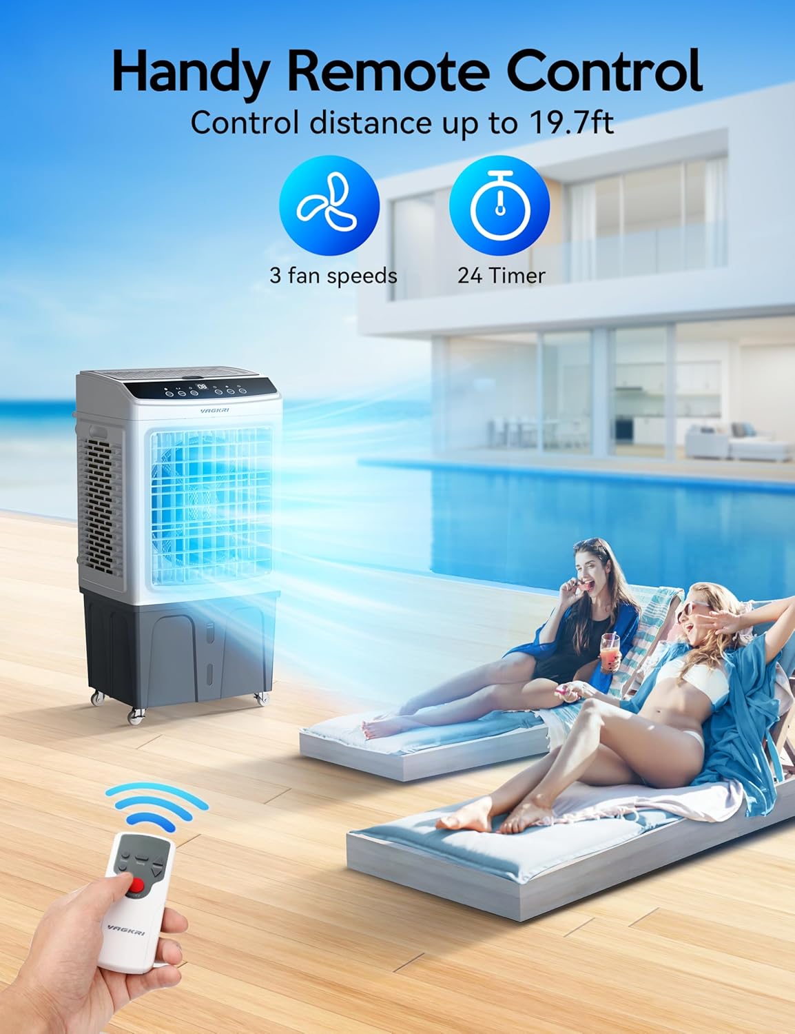 VAGKRI 35 Inch Evaporative Cooler with Remote Control