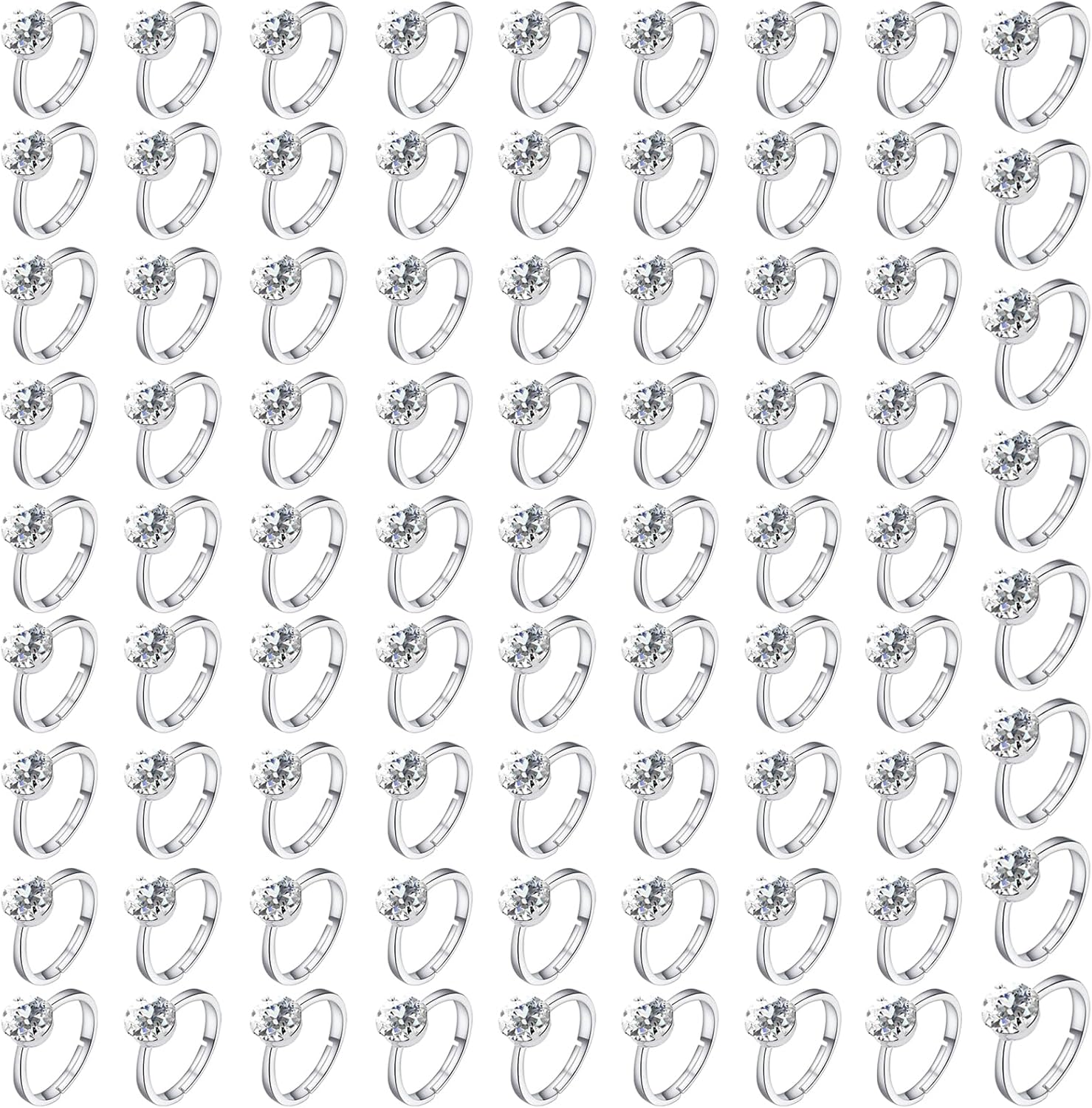 NEWITIN 80 Piece Fake Diamond Ring Set for Wedding Parties