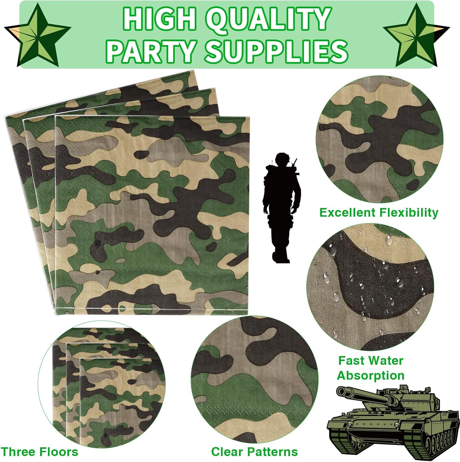96Pcs Camouflage Birthday Party Supplies Set