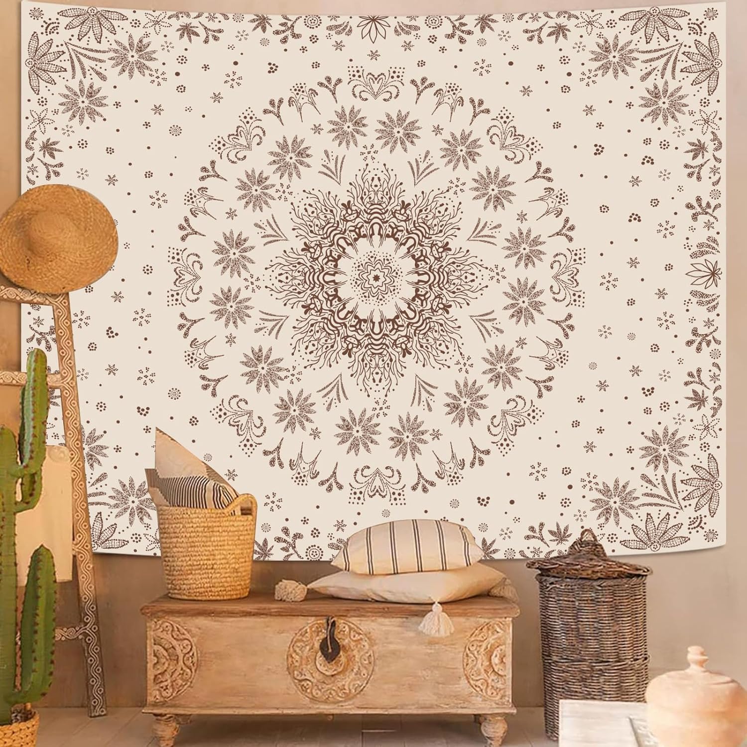 Fowocu Boho Floral Mandala Wall Tapestry