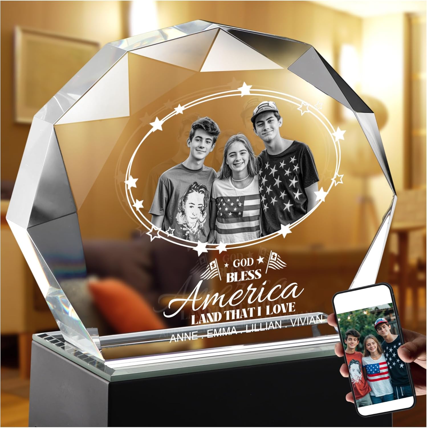 3D Crystal Photo Frame for Couples and Family