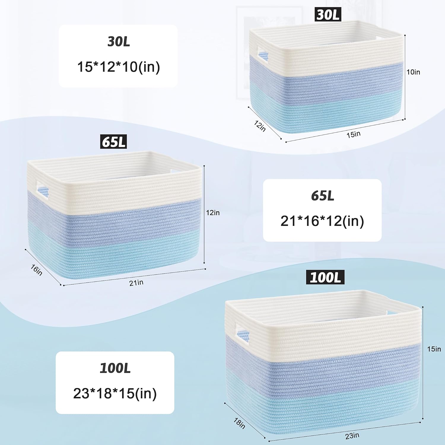 Artfeel Cotton Rope Laundry Basket with Storage