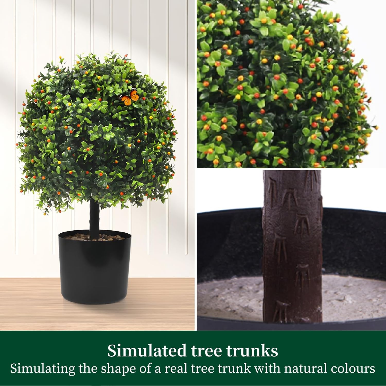 KUKKUME Artificial Boxwood Topiary Set of 2