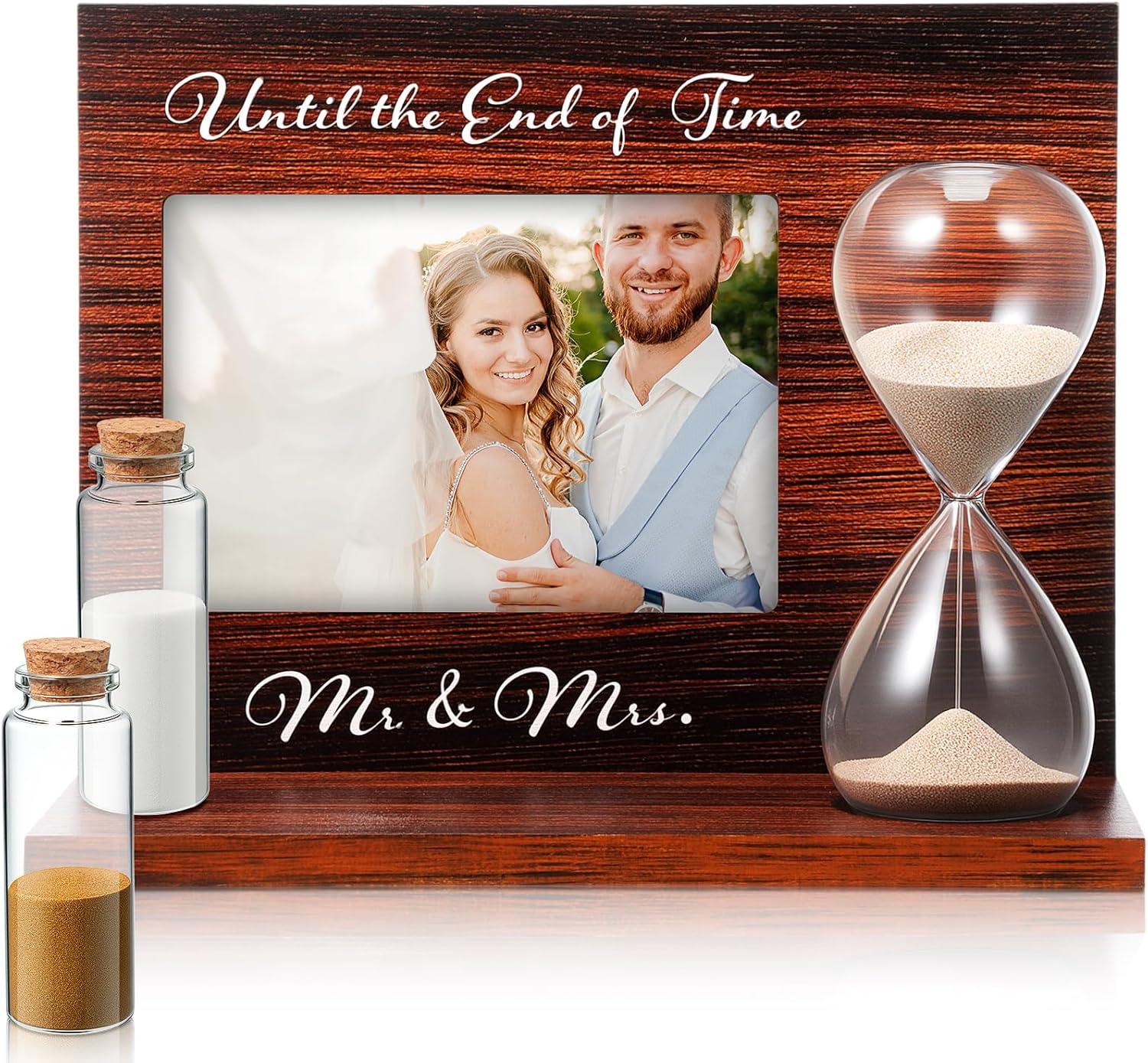 Blosssound Wedding Unity Sand Ceremony Set with Wooden Frame and Hourglass