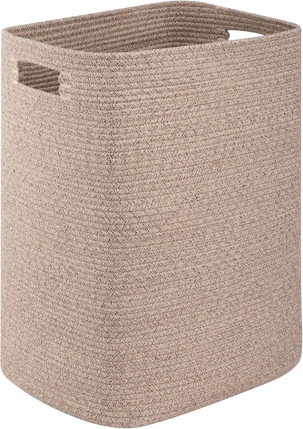 OIAHOMY Laundry Hamper Brown Variegated Rectangle Cotton Basket with Handles - 16x13x22in