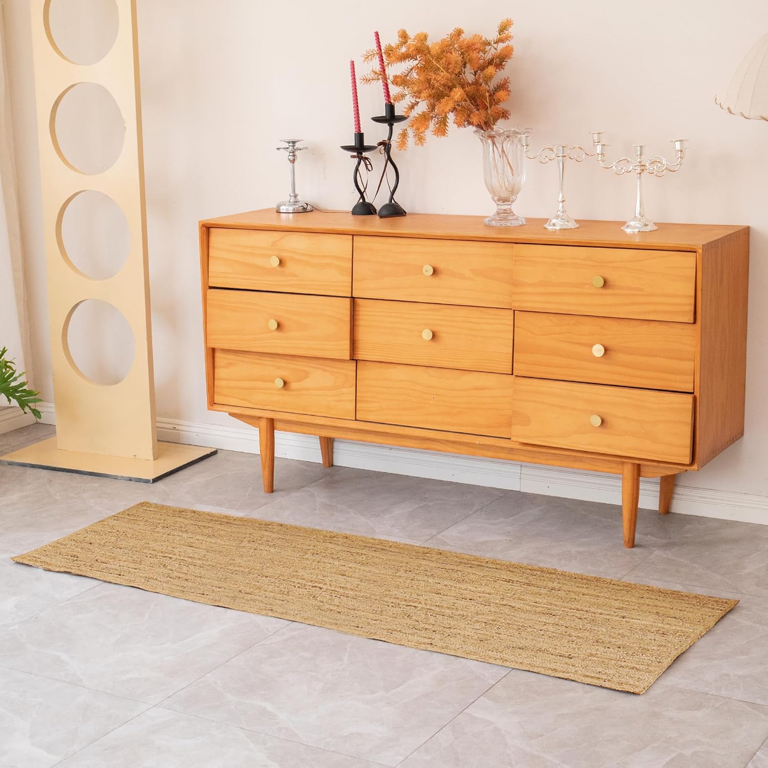 SpoiledHome Jute Rug 2x6 Natural Runner with Non-Slip Backing