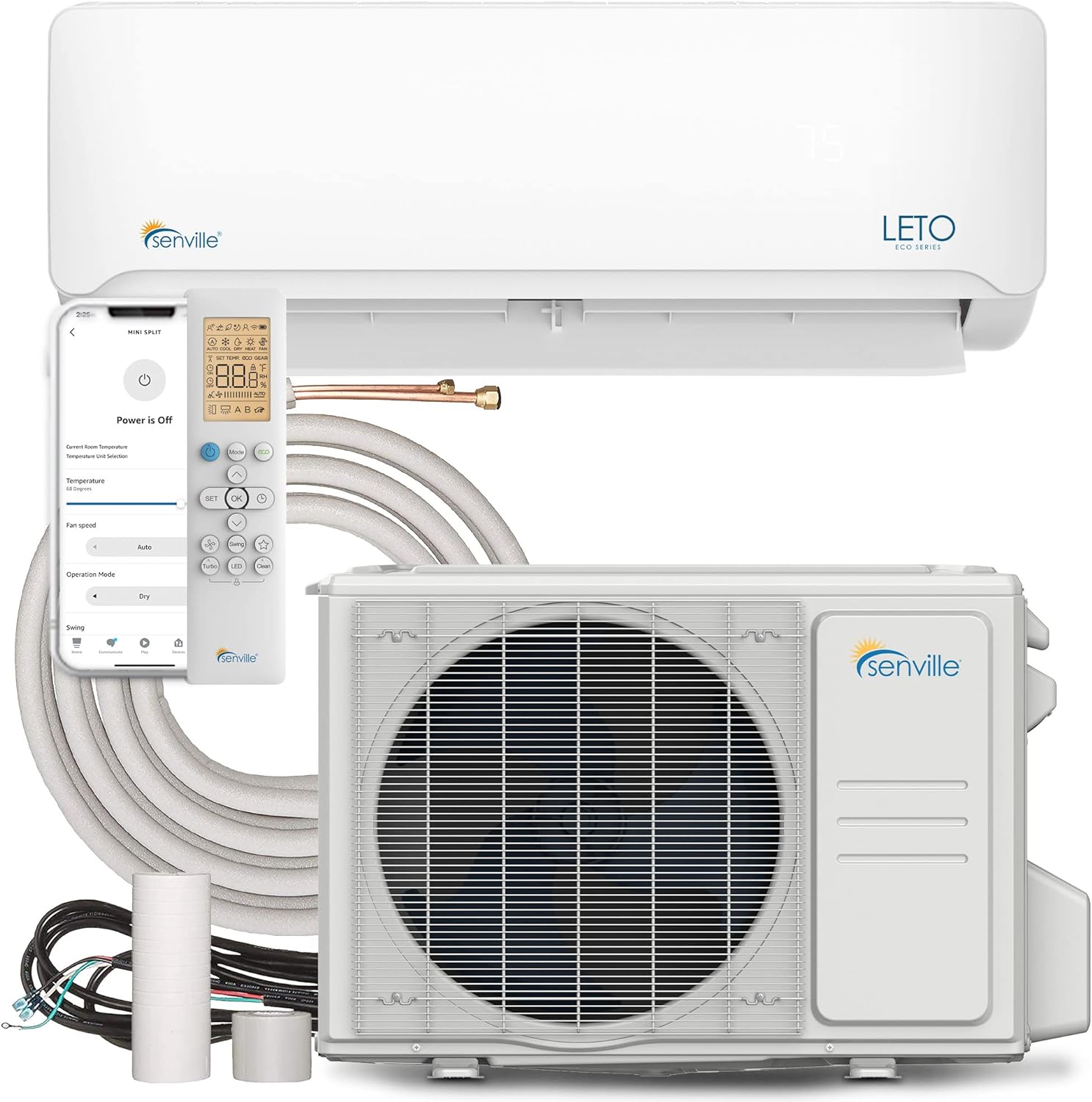 Senville Leto Series Mini Split AC Heat Pump 9000 BTU White