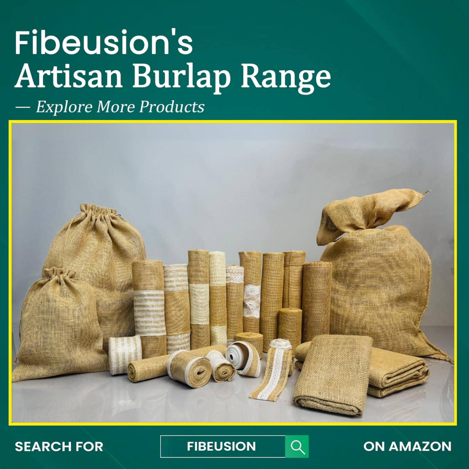 Fibeusion Burlap Table Runner 12x30ft No-Fray Premium Natural Roll