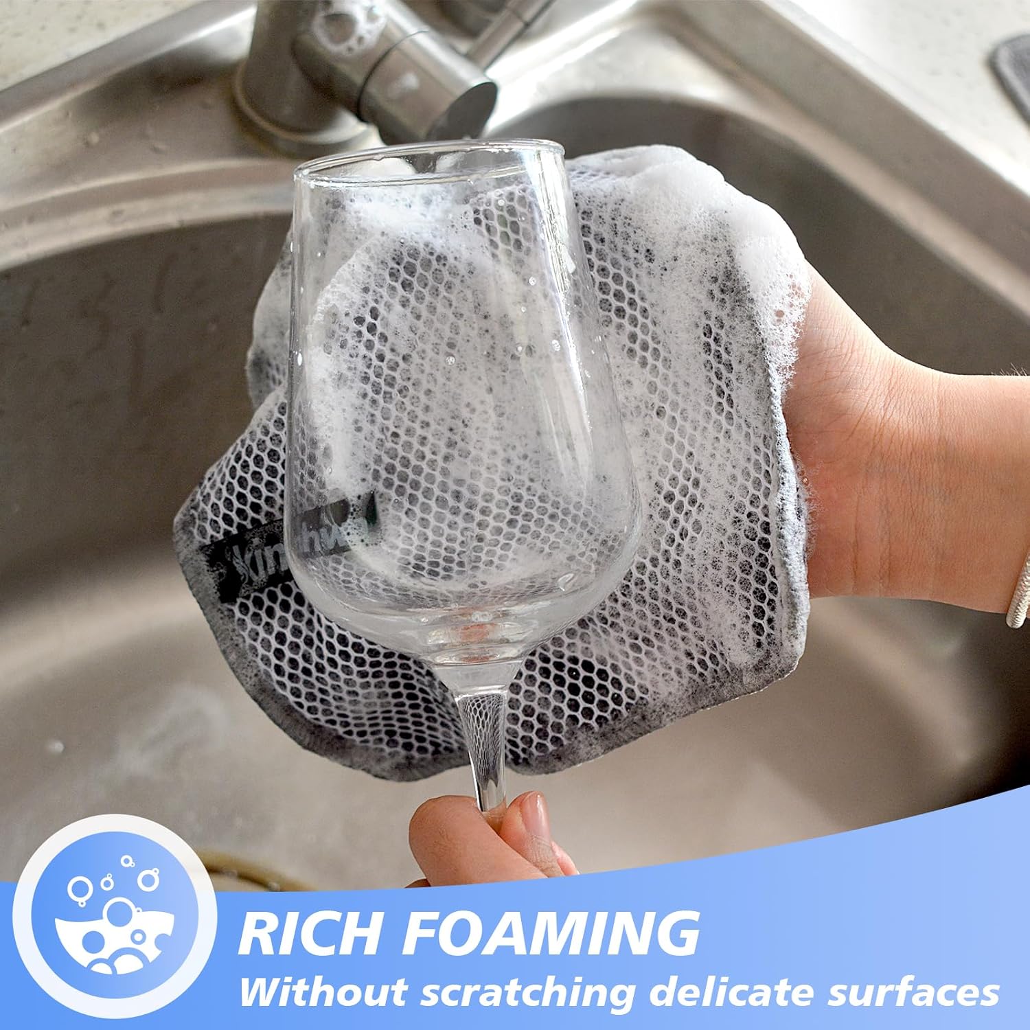 KinHwa Kitchen Washcloths with Poly Scrub Side 9 Pack
