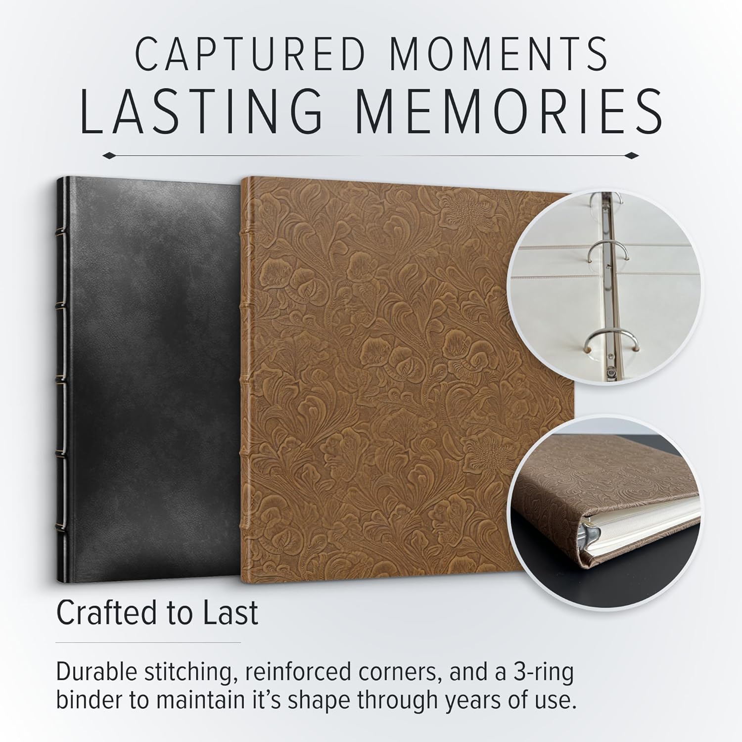 Gallery Leather Photo Album 4x6 with Slip-In Pockets and Writing Space