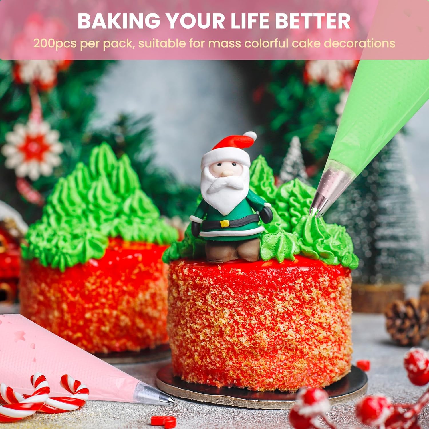 Firstake 200pcs 12 Inch Piping Bags for Decorating