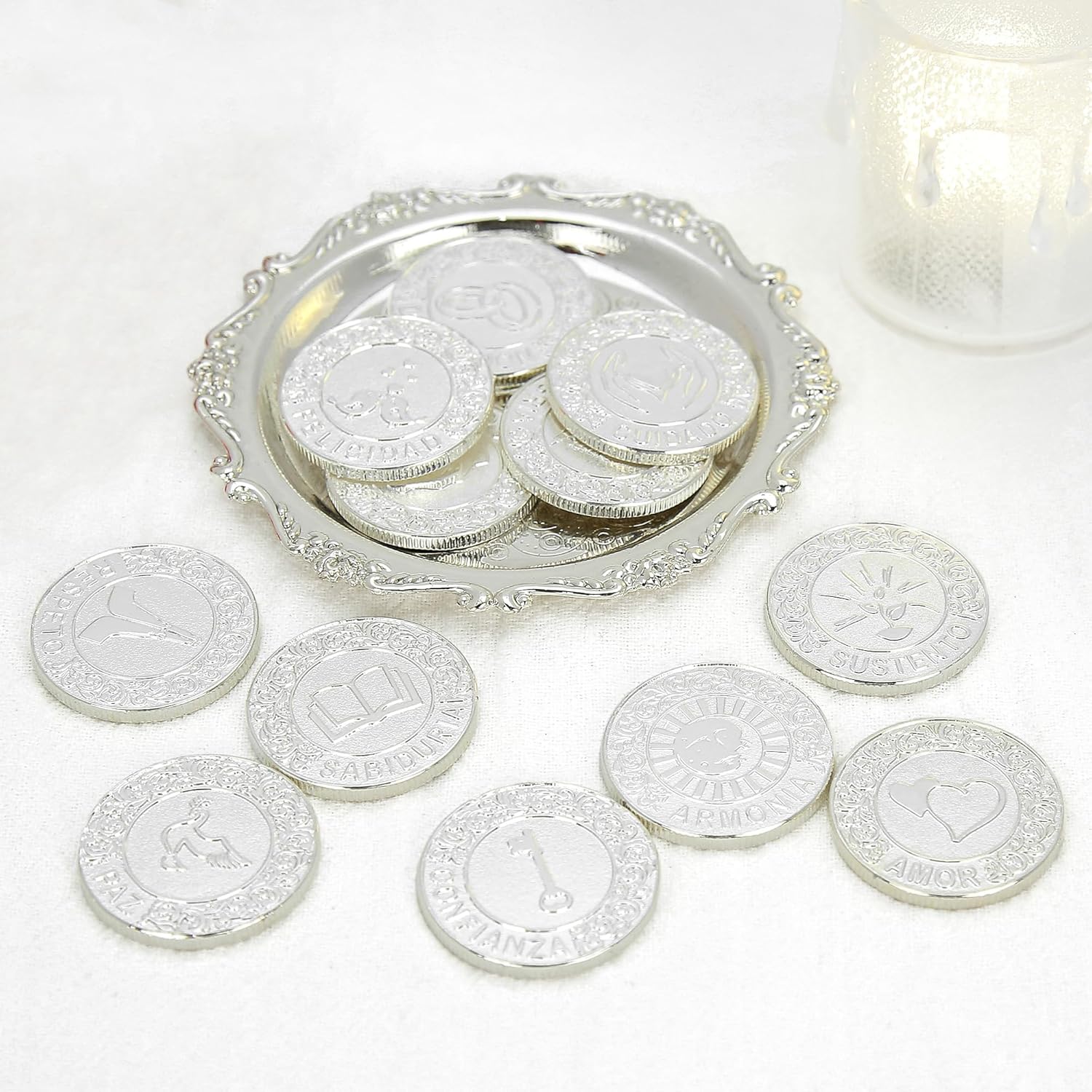 TINGKU Silver Wedding Coins Set for Catholic Ceremony