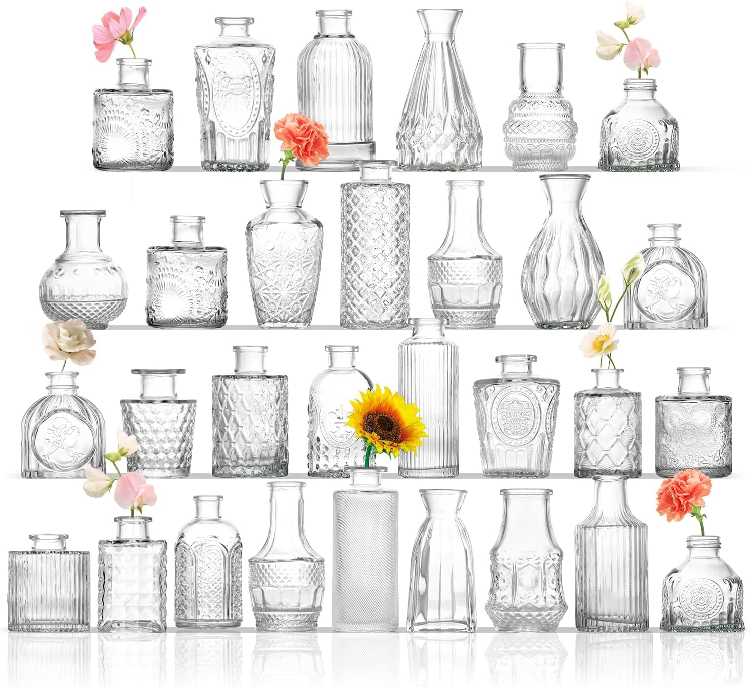 Rollescera Clear Glass Bud Vases in Bulk 30