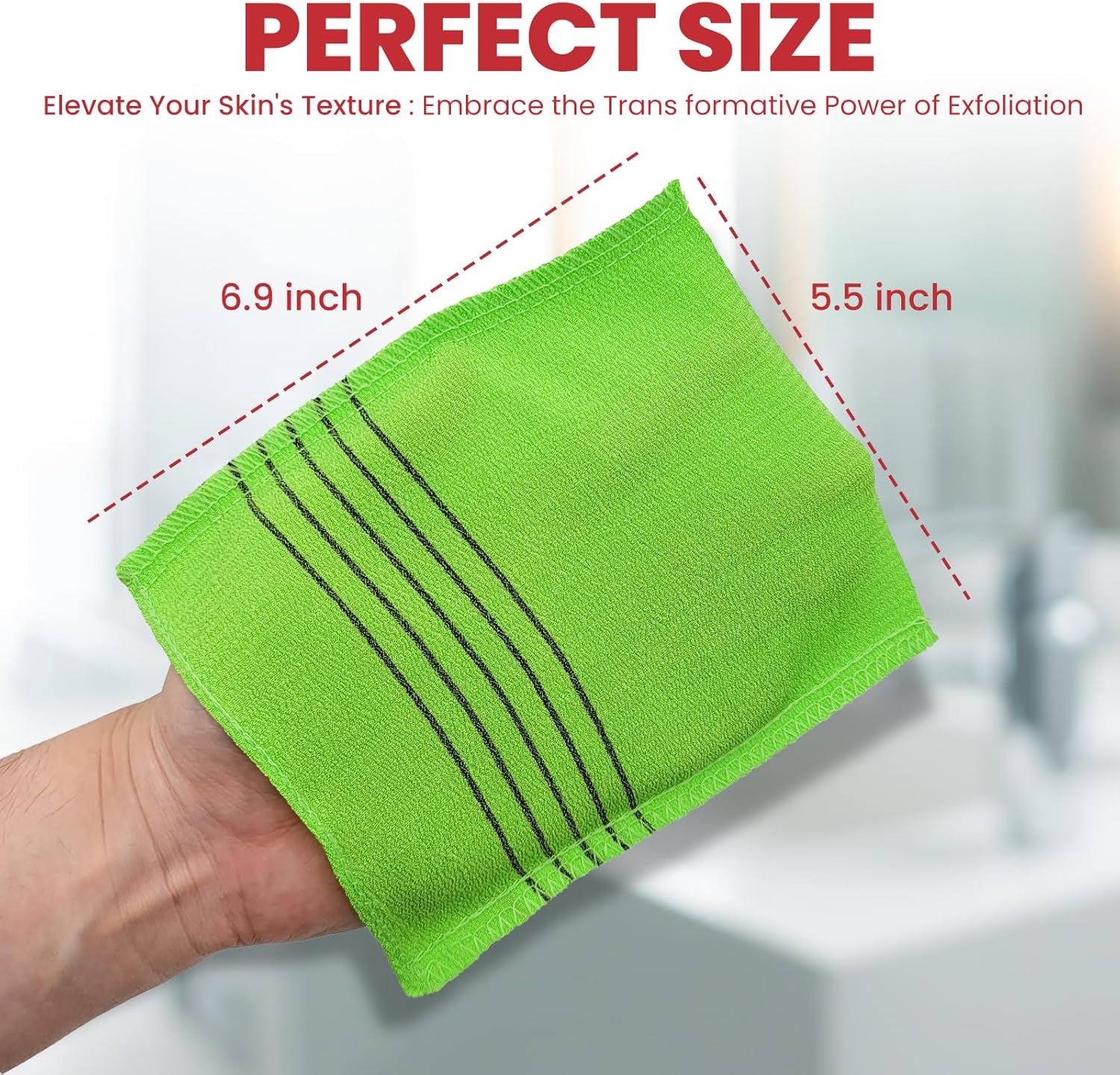 Anti-Shrink Korean Exfoliating Bath Mitt Scrub Washcloth 6 Pack