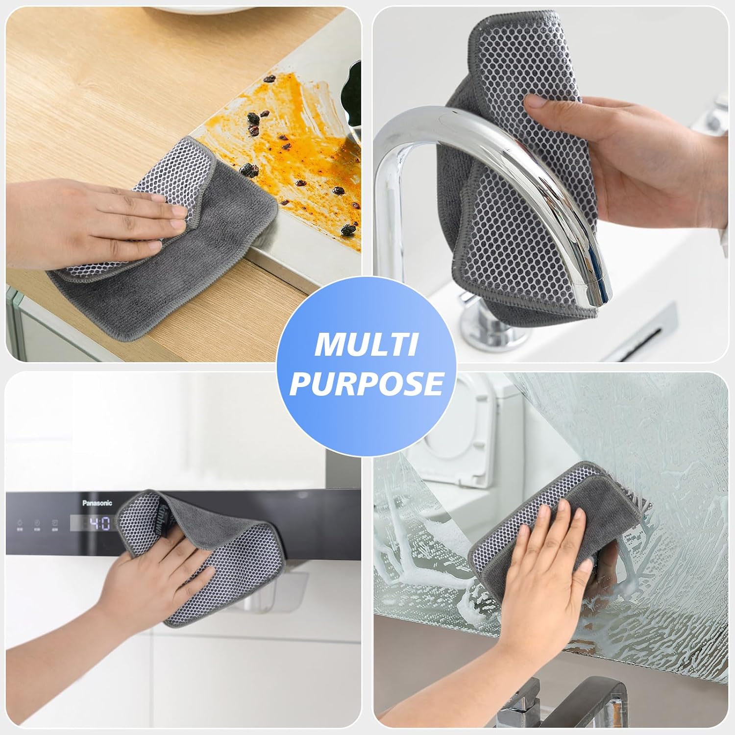 KinHwa Kitchen Washcloths with Poly Scrub Side 9 Pack