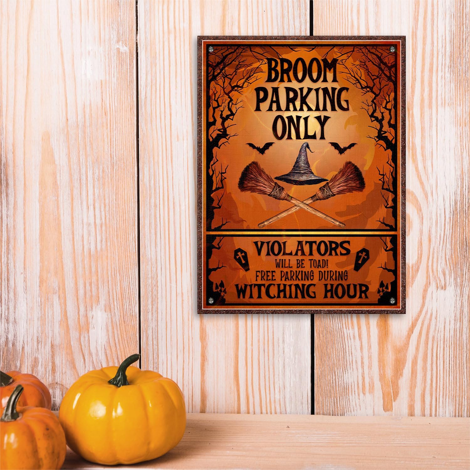 Broom Parking Only Witch Halloween Metal Sign