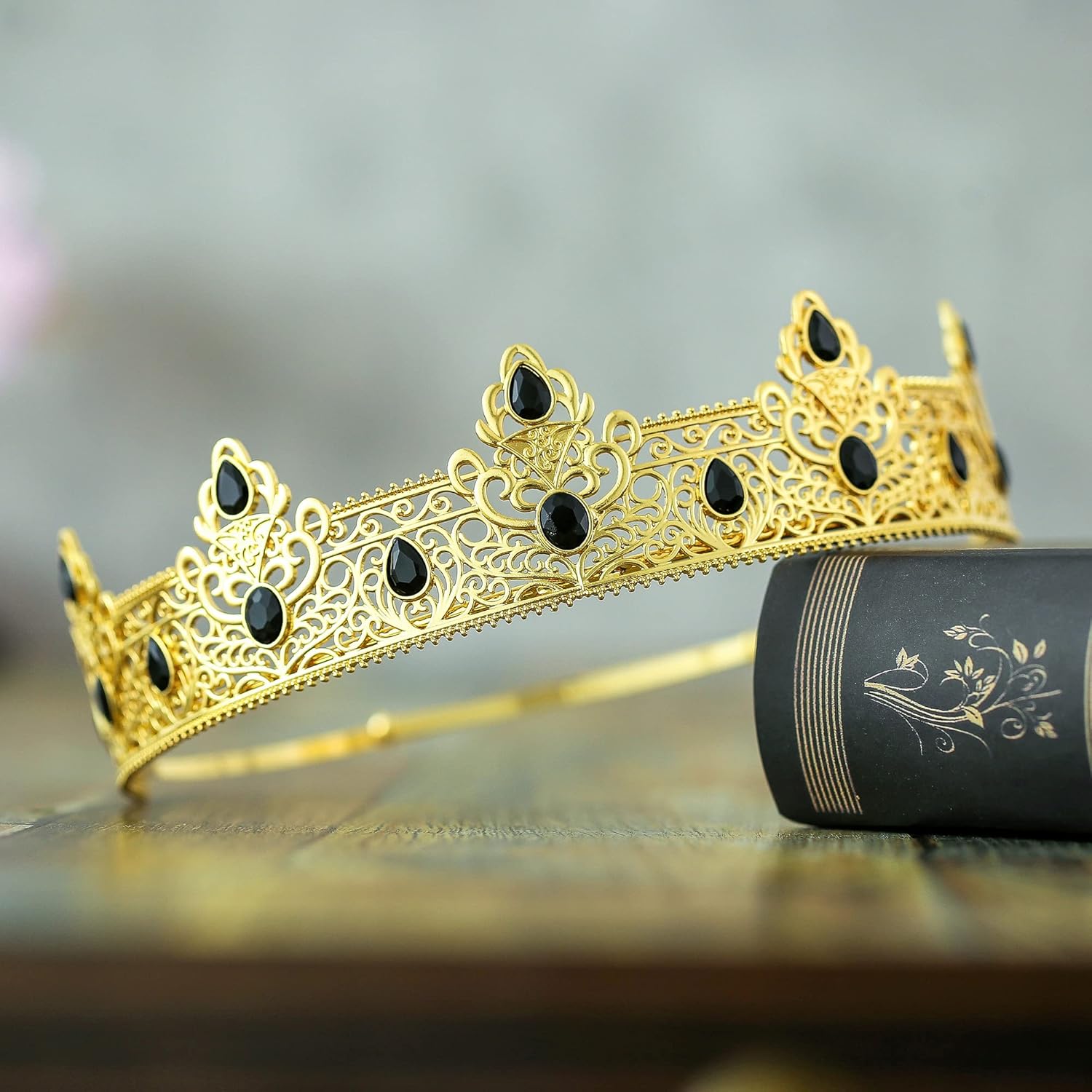 Birthday King Crown and Sash for Men - Gold Design