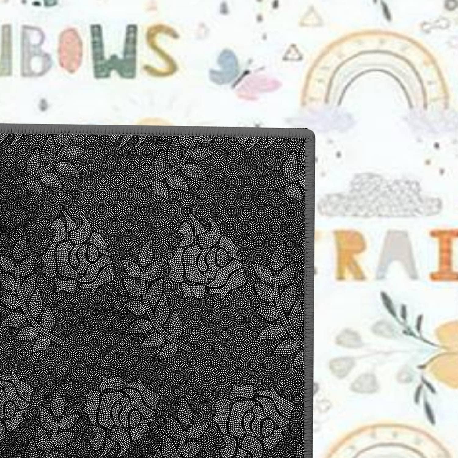Modern Home Kids Play Area Rugs with Rainbows Design