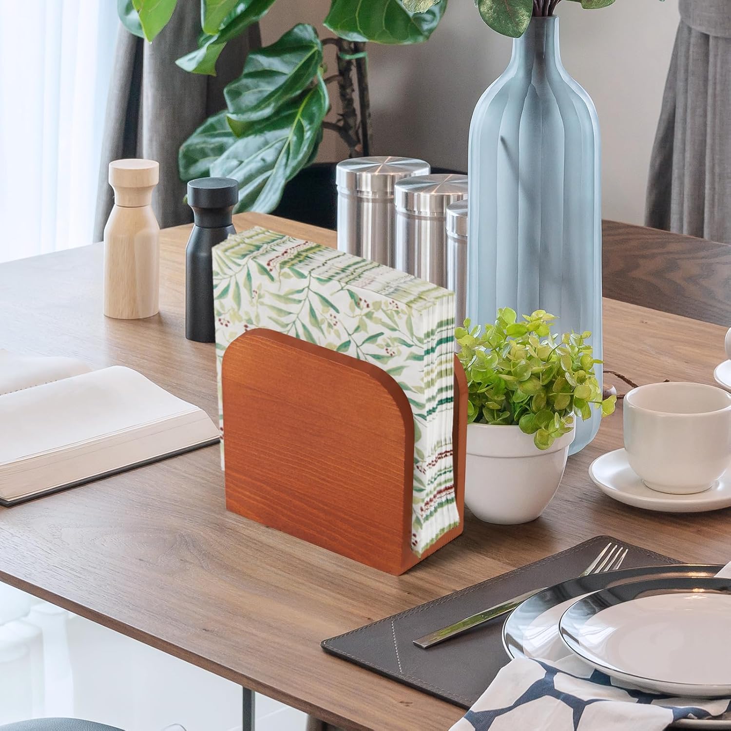 ALELION Wood Napkin Holder for Table and Kitchen