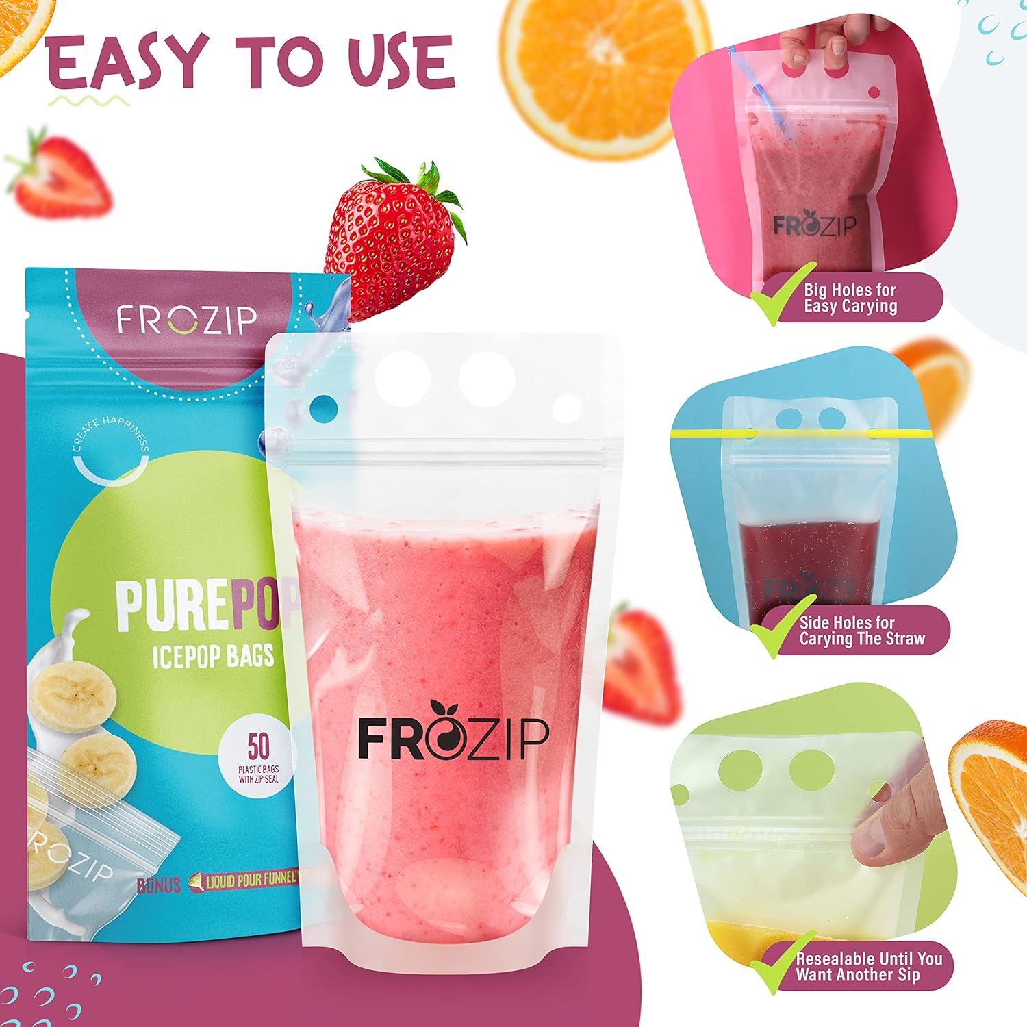 100pcs 16oz Drink Pouches with Straws and Funnel