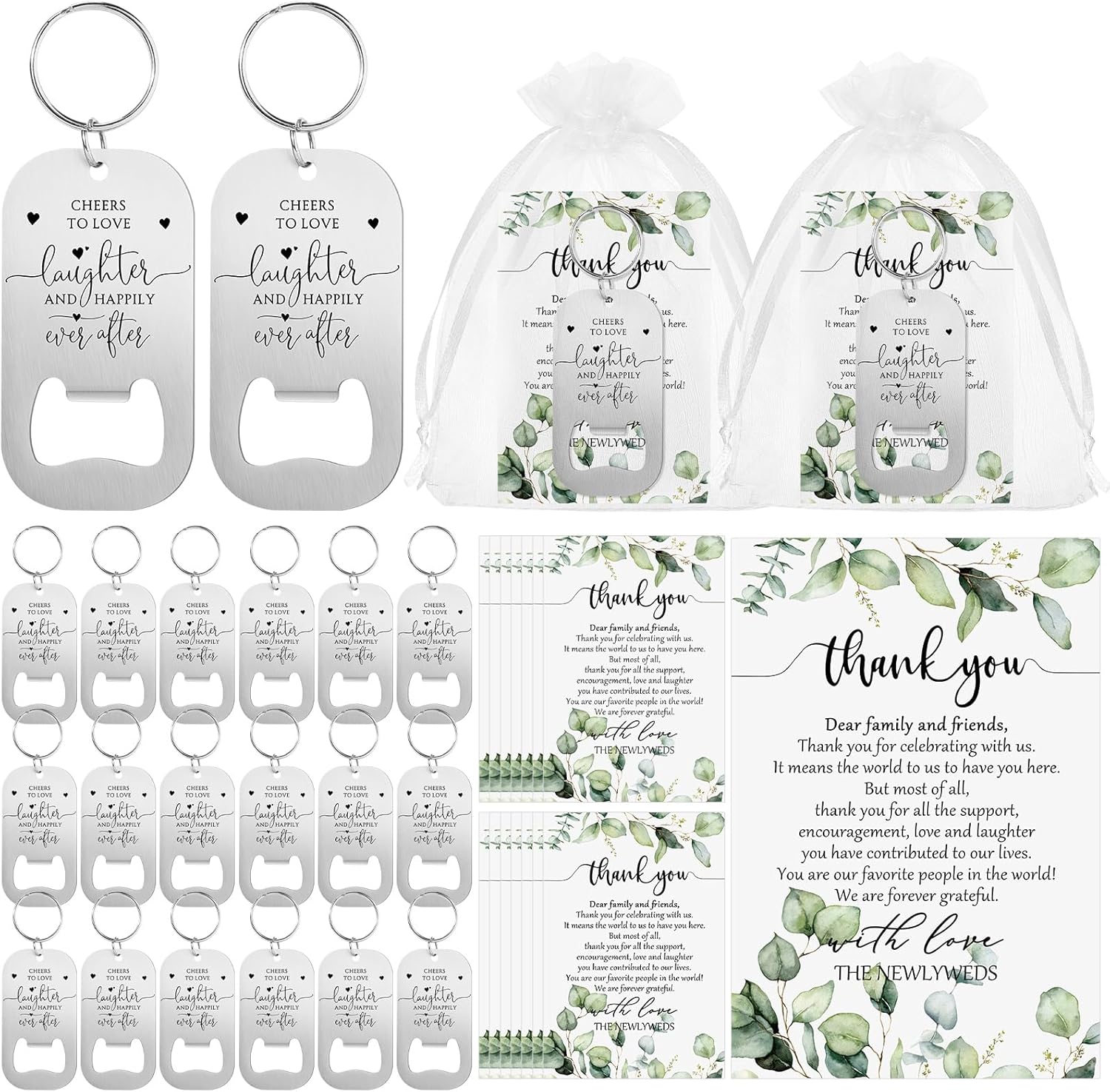 50 Sets Wedding Favors Bottle Opener Keychain Set