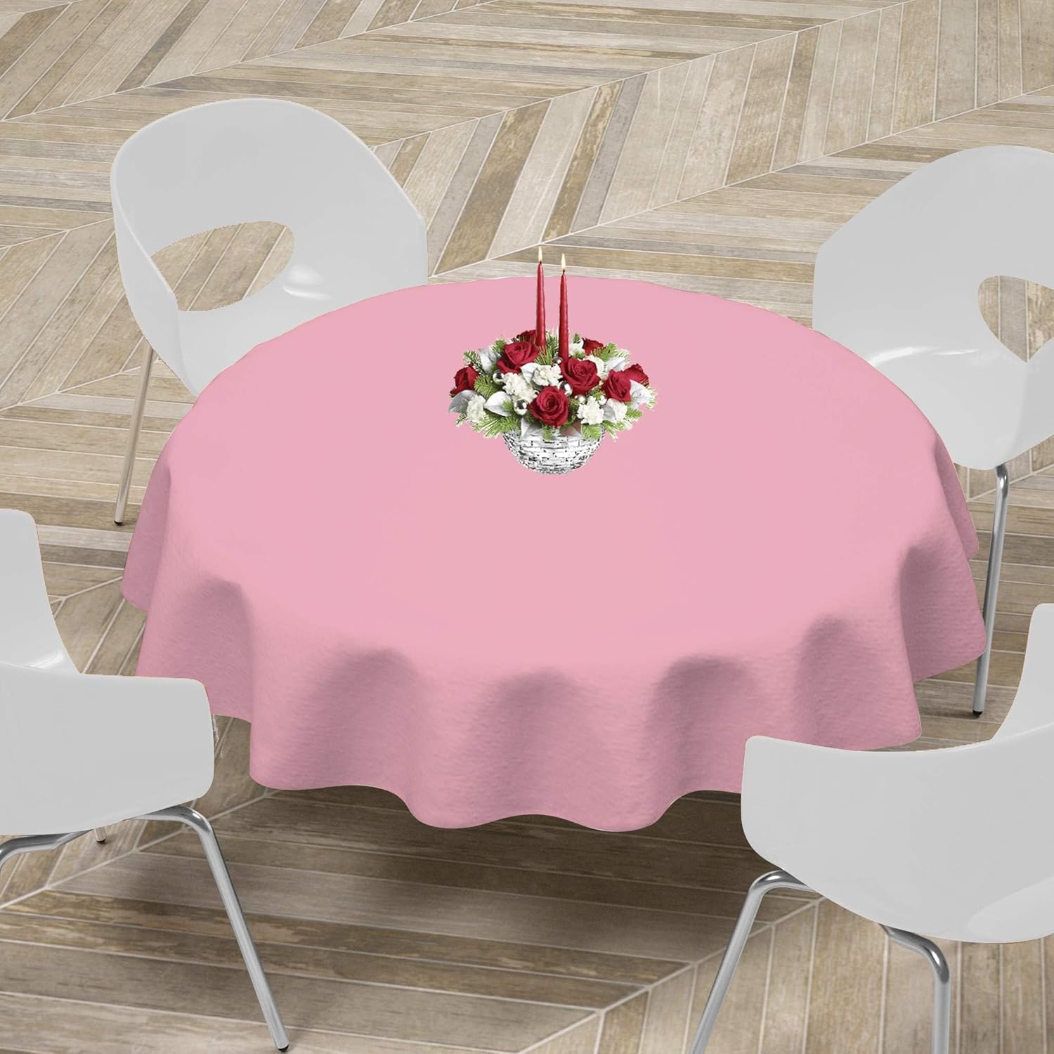 Childom 3 Pack Pink Plastic Tablecloths for Rectangle Tables