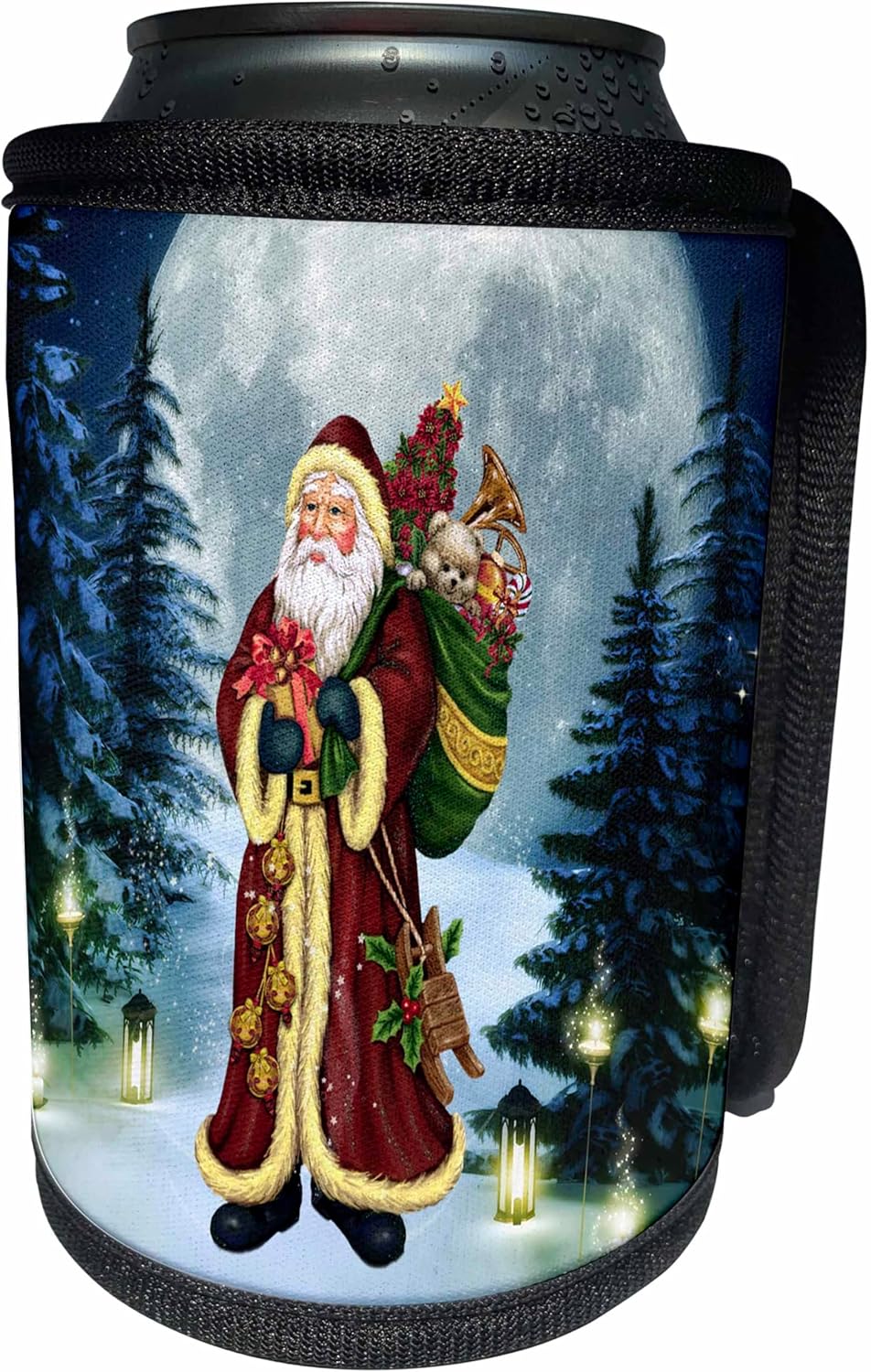 3dRose Can Cooler Wrap - Santa Claus Walks Through The Woods
