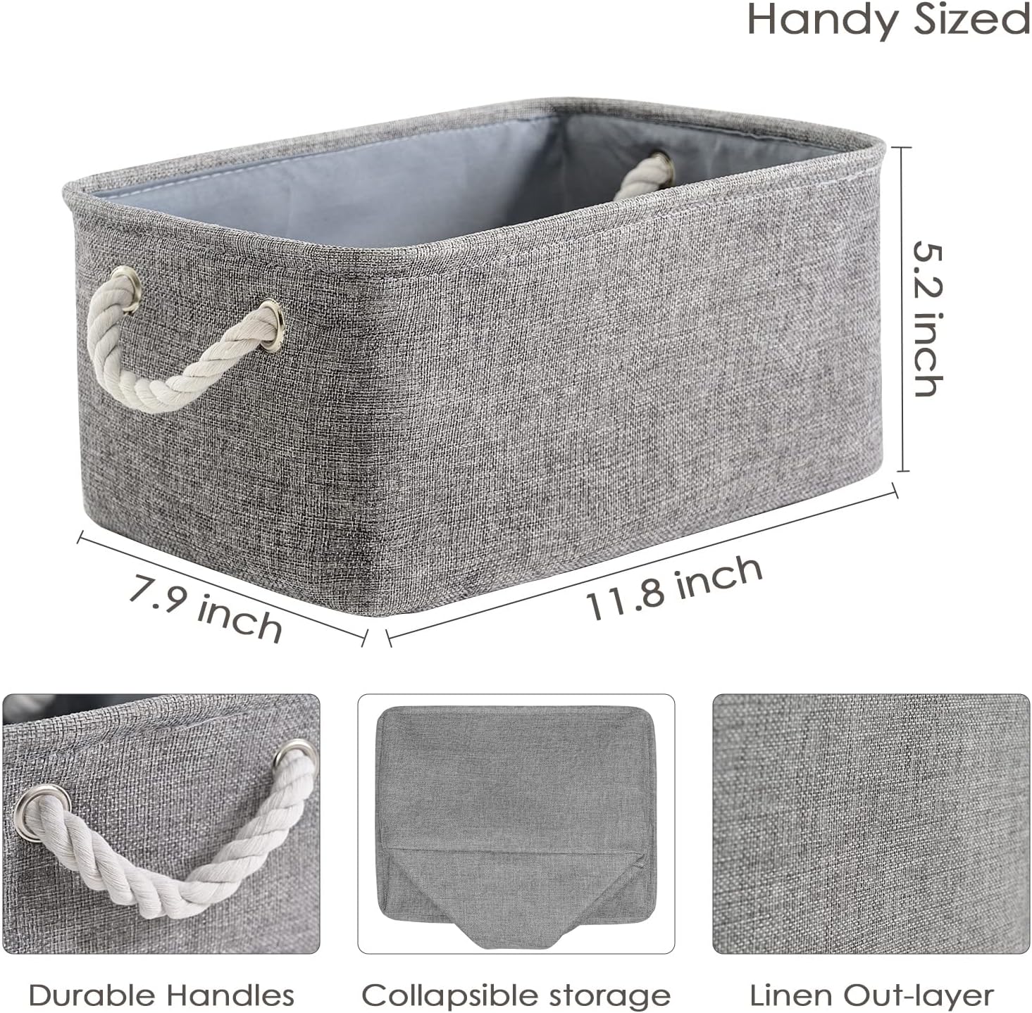 TheWarmHome Storage Bins for Shelves - Grey Small Baskets