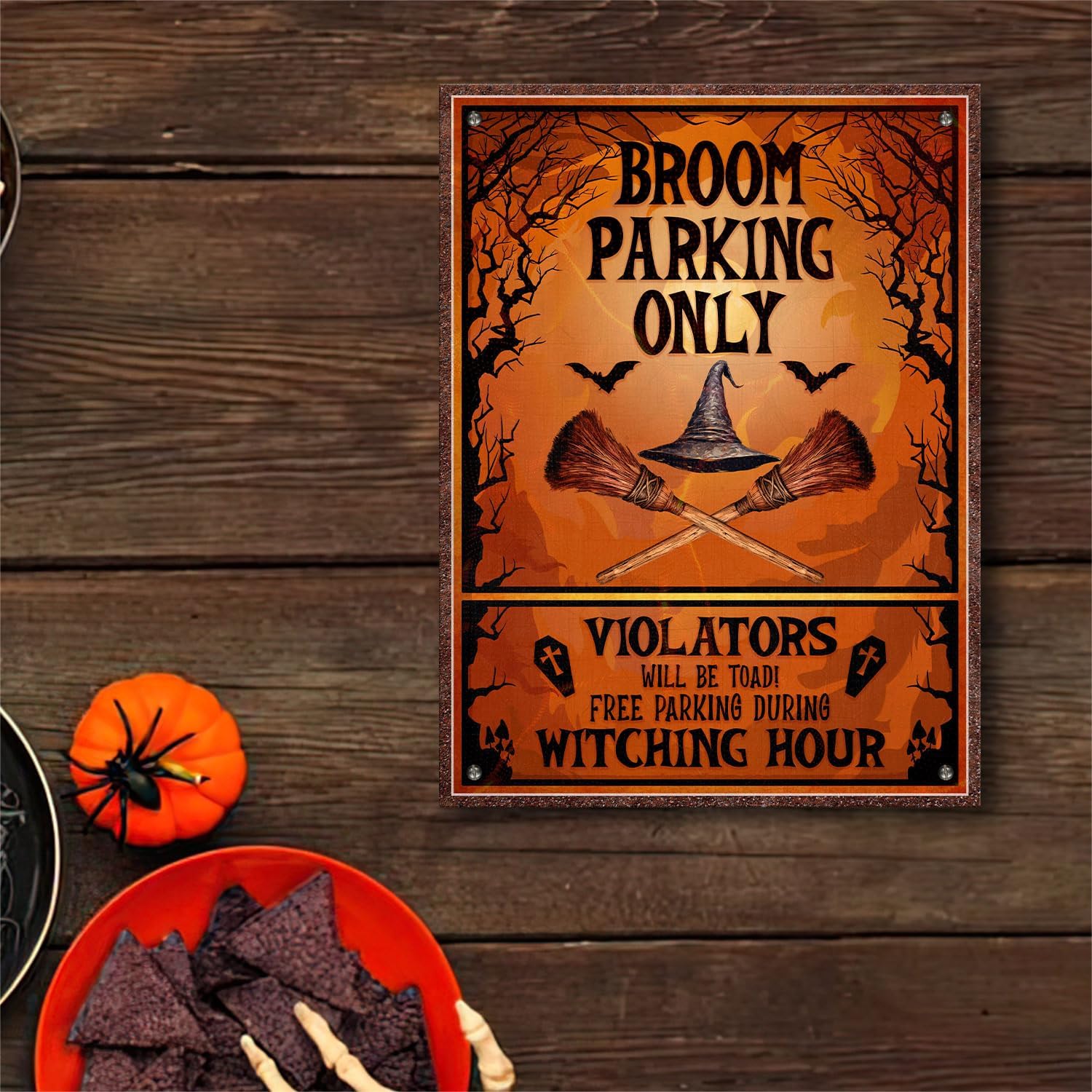 Broom Parking Only Witch Halloween Metal Sign