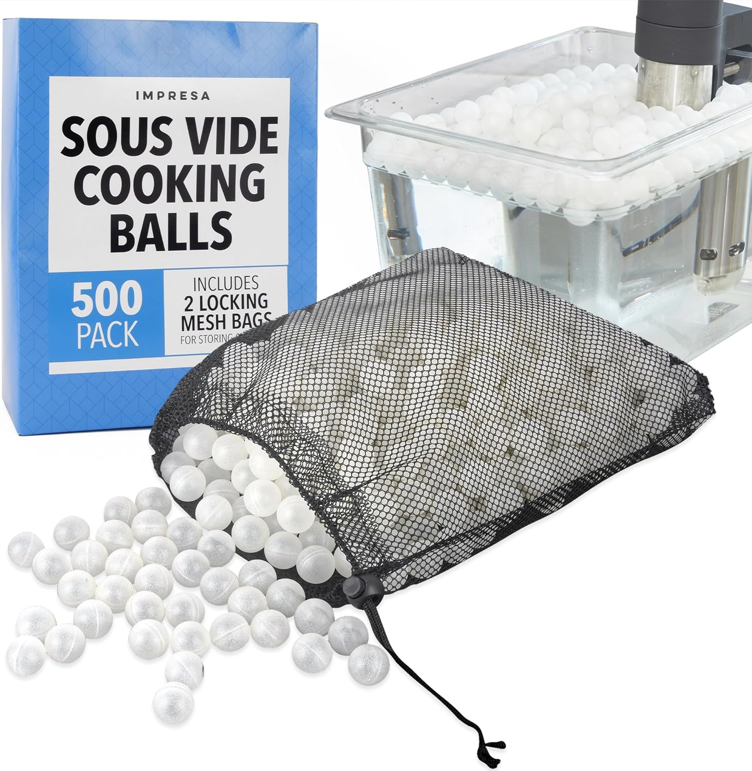 IMPRESA 500 Count Sous Vide Balls for Anova and Inkbird Systems