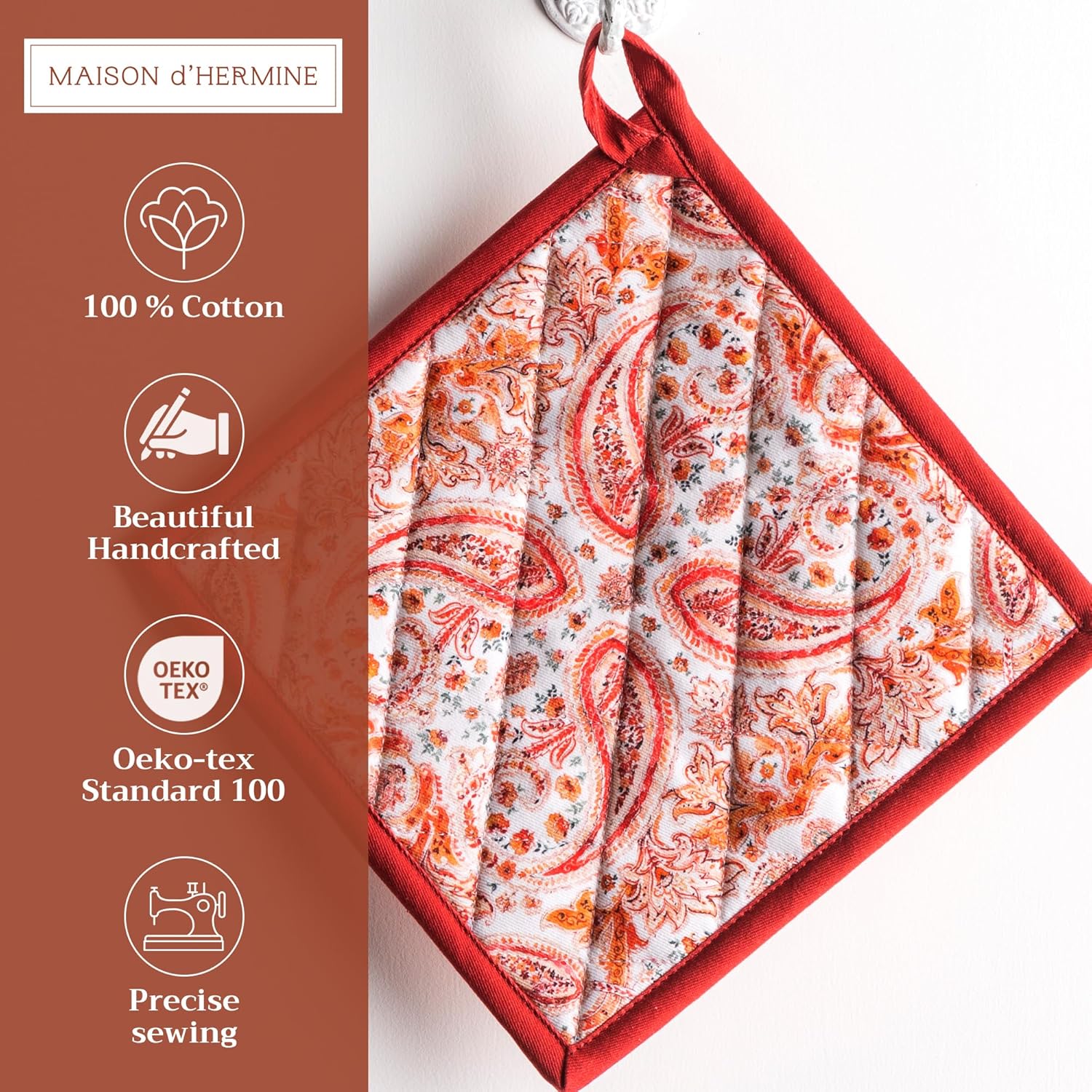 Maison d Hermine 100 Cotton Potholder Set of 2 8x8 Hot Pads