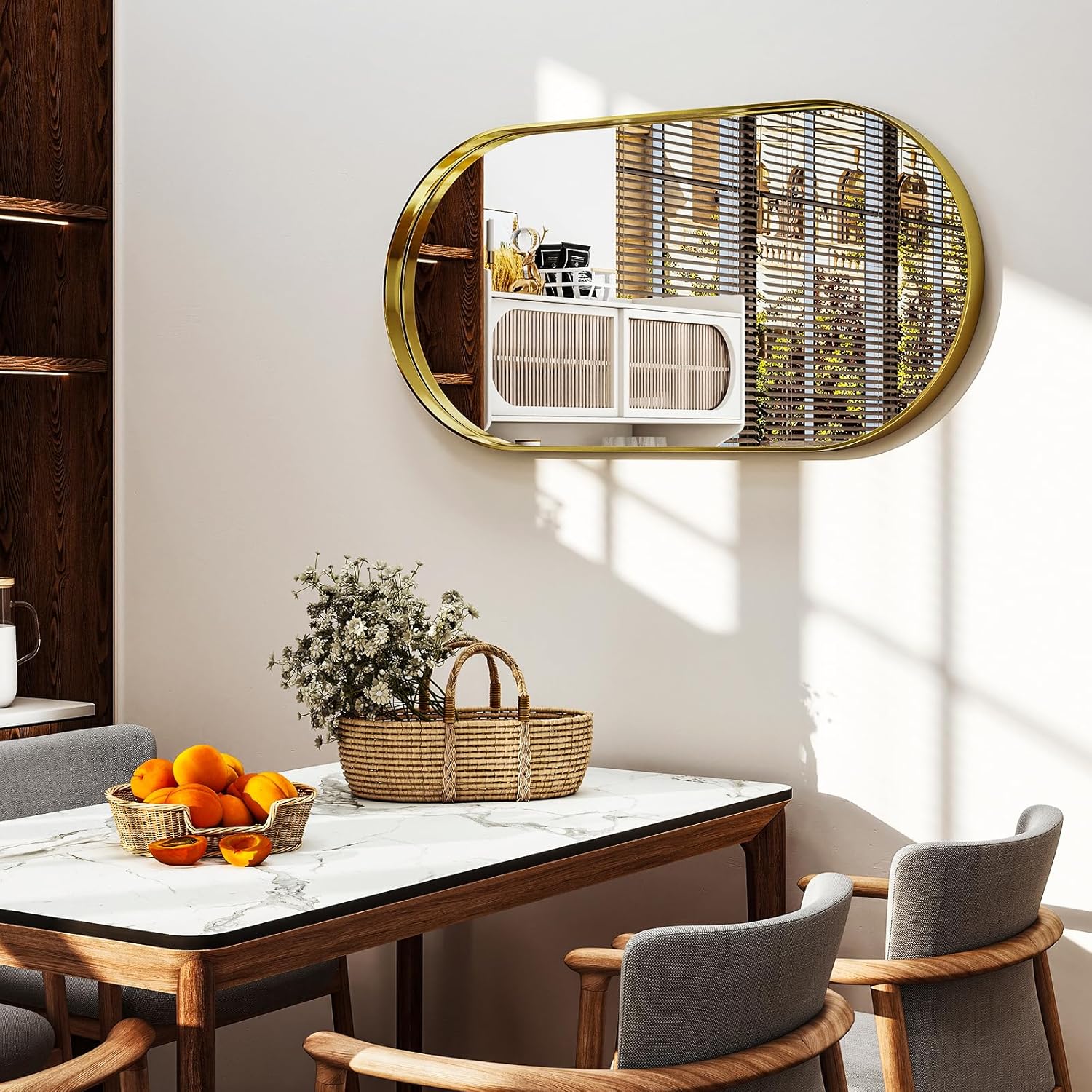 WISSMIELS 22x38 Oval Wall Mounted Bathroom Mirror