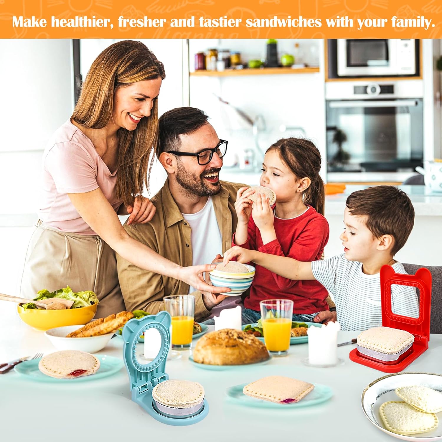 Vodolo Crustless Sandwich Maker with 2 Cutters for Kids Lunch