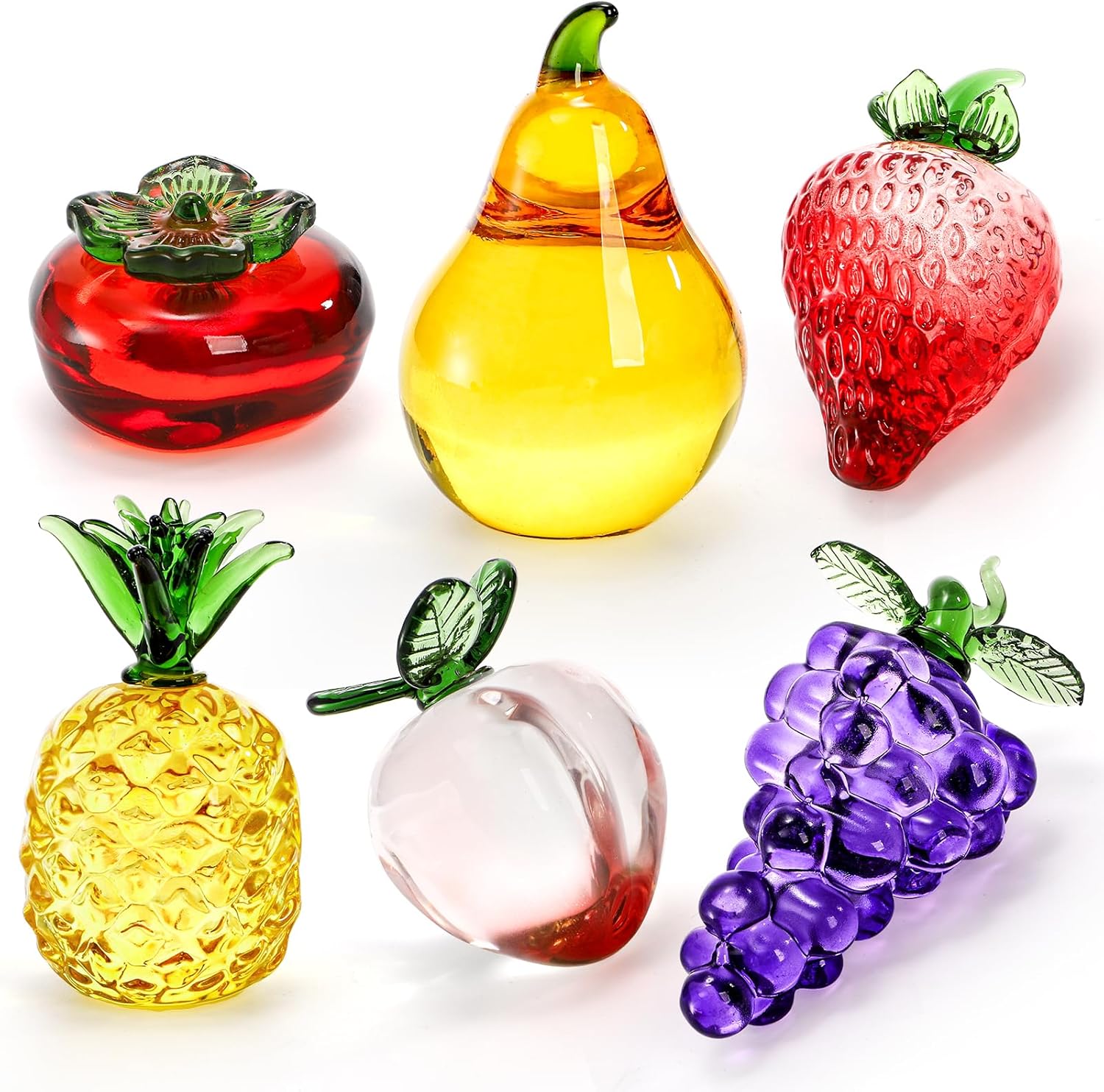 ZEAYEA 6 Pcs Crystal Glass Fruit Decor Set
