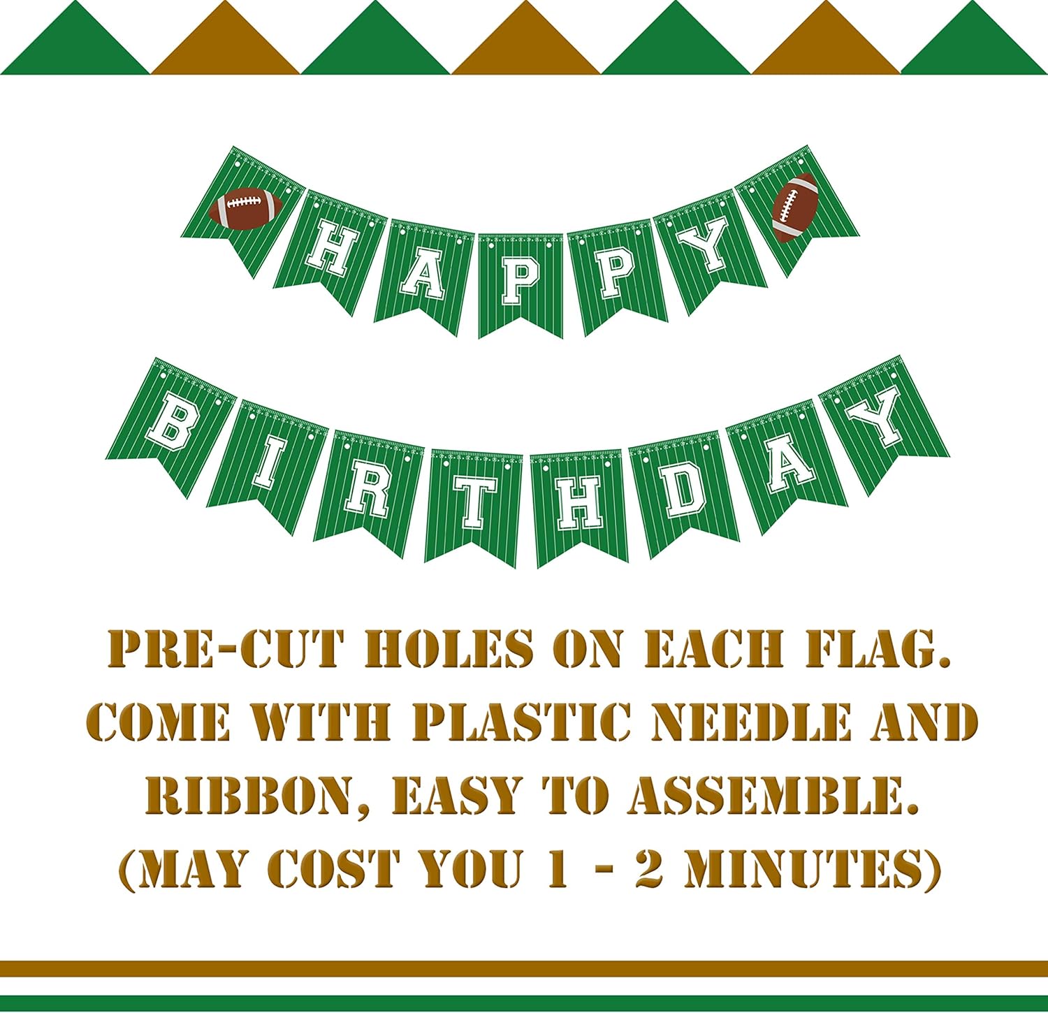 Football Birthday Banner Happy Bday Party Decoration