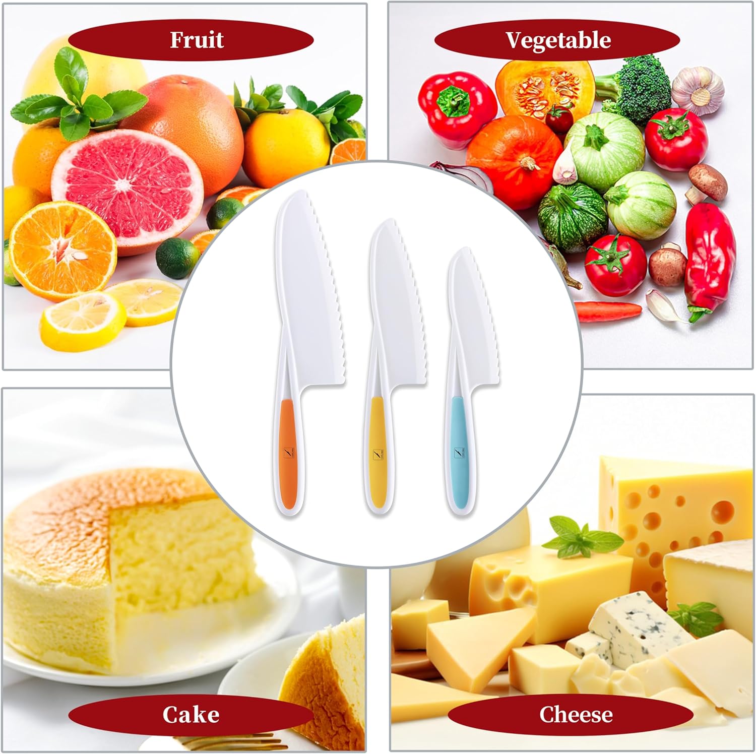 Toddler Knife Set with Serrated Edges for Safe Kids Cooking