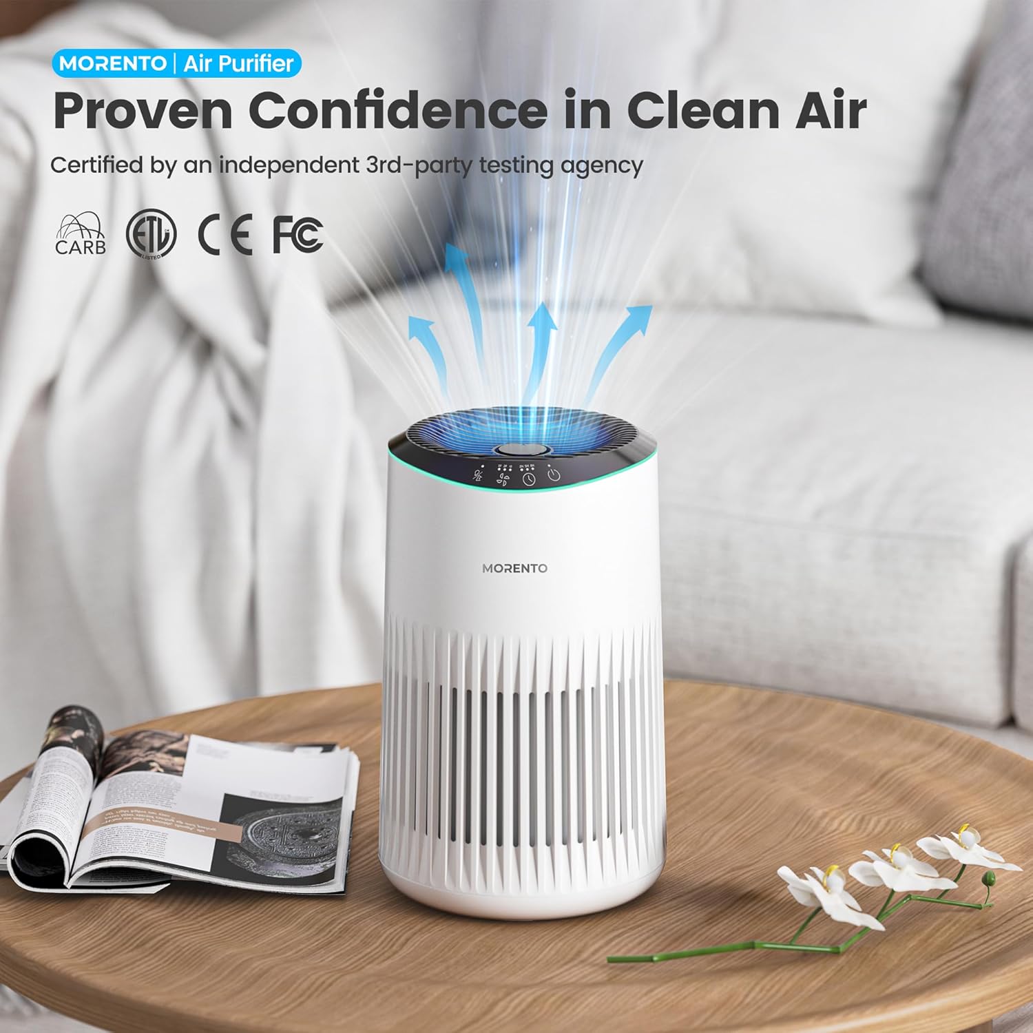 MERONTE Small Air Purifier with Sleep Mode and Blue Light