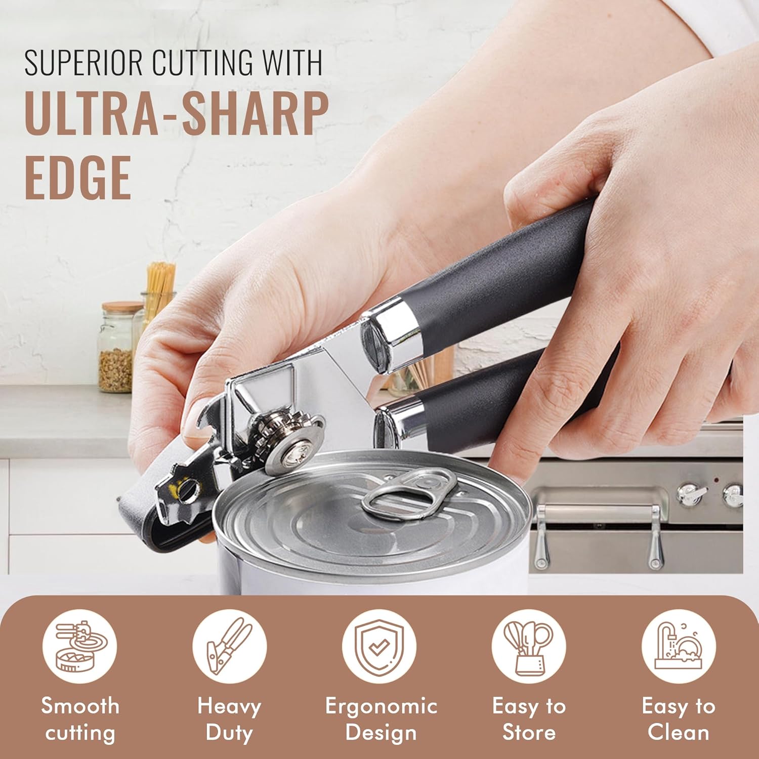 FAREE 3-in-1 Can Opener Manual with Magnet and Bottle Opener