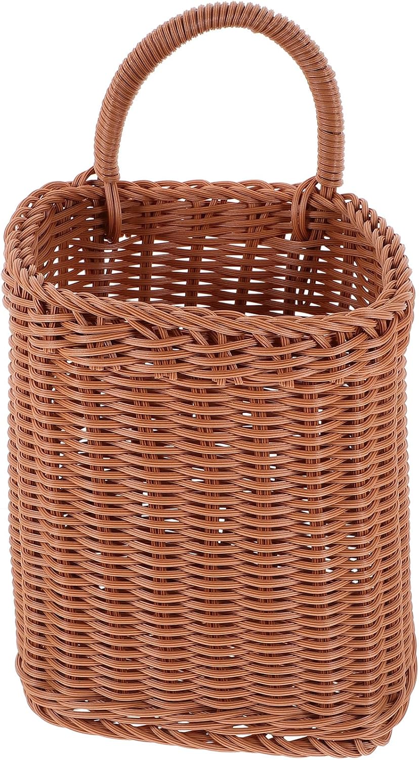 2pcs Square Woven Hanging Basket Set for Kitchen Living Room Storage