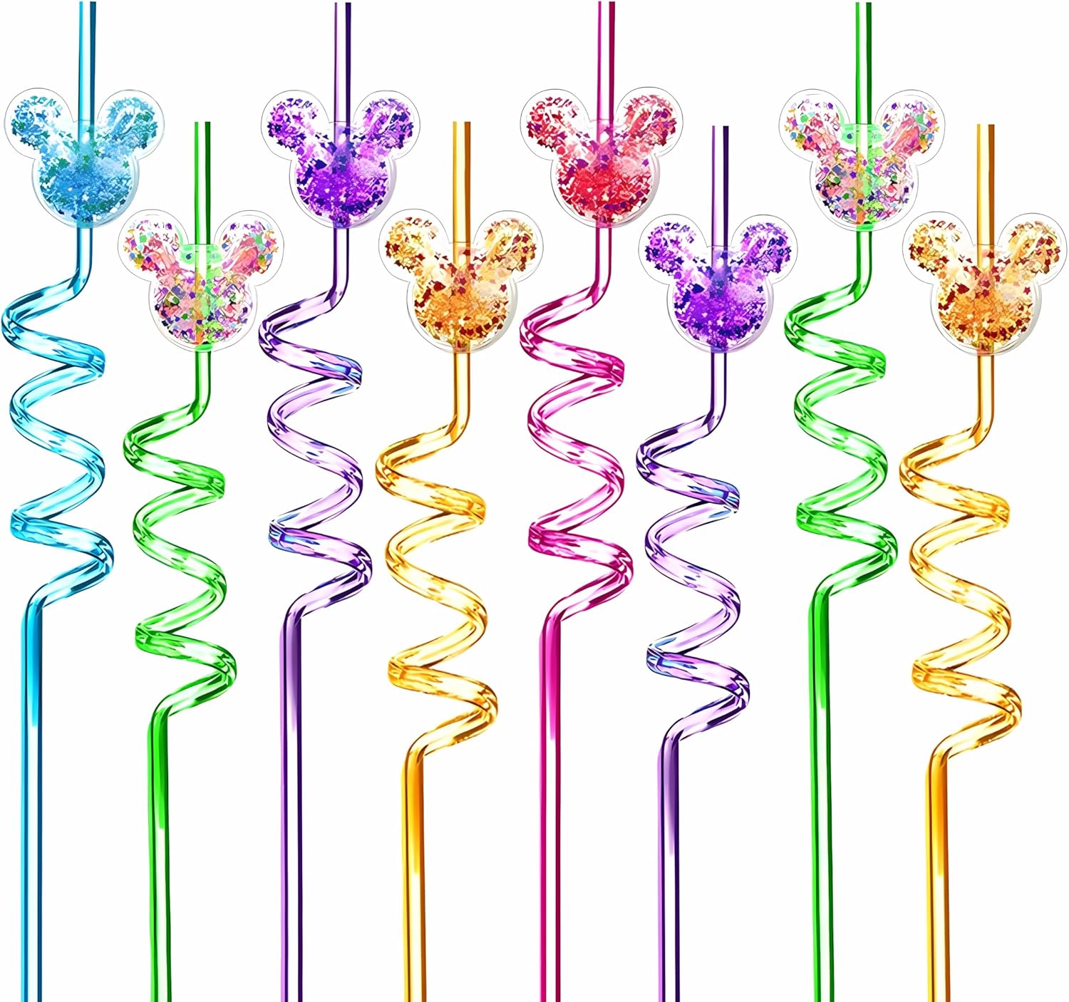 24Pcs Glitter Mouse Straws for Party Favors